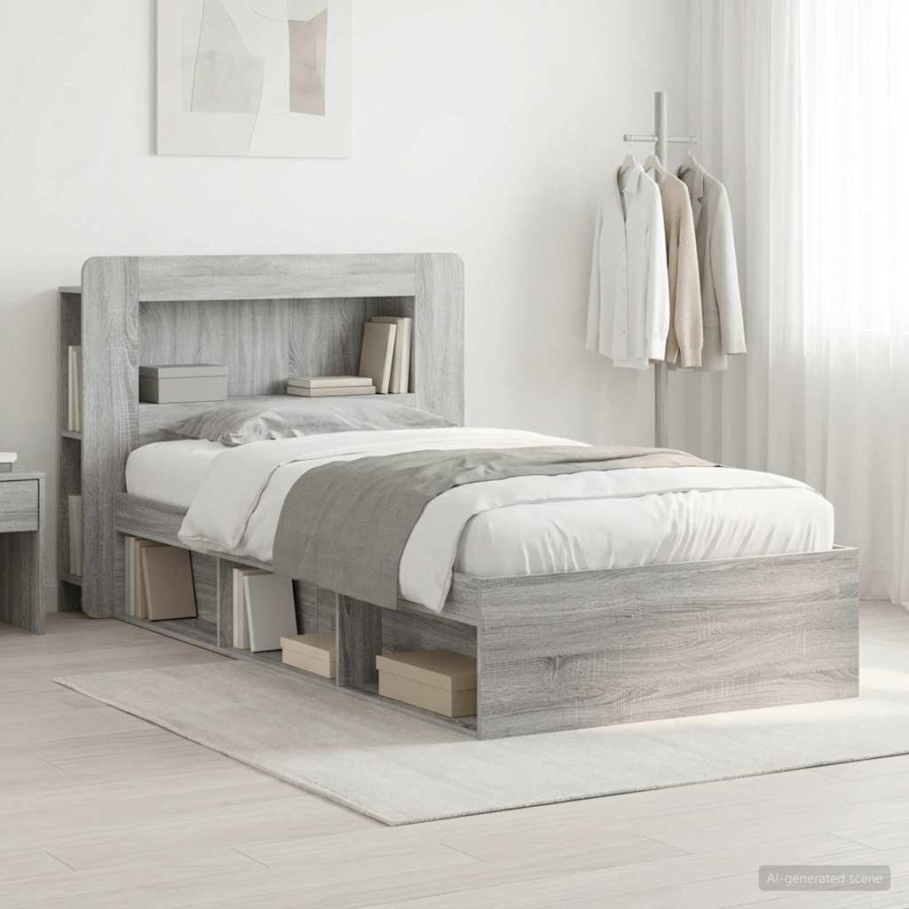 Bedframe met opslag Grijs Sonoma 100 x 200 cm Bewerkt hout