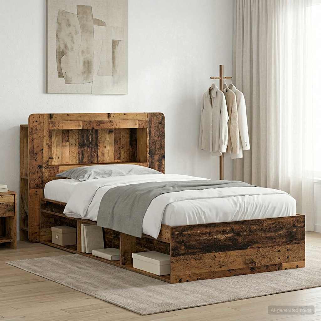 Bedframe met opslag Oud hout 100 x 200 cm Bewerkt hout