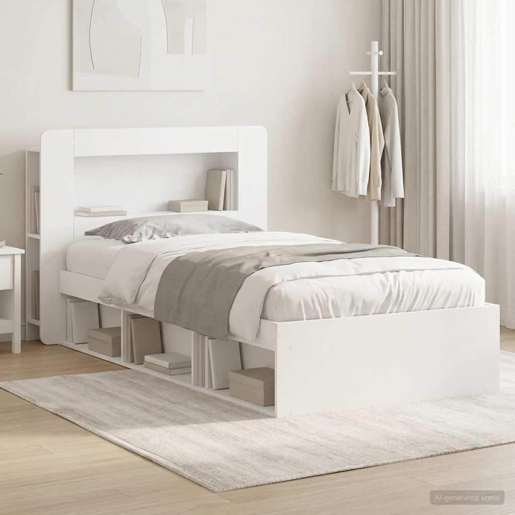 Bedframe met opslag Wit 100 x 200 cm Bewerkt hout