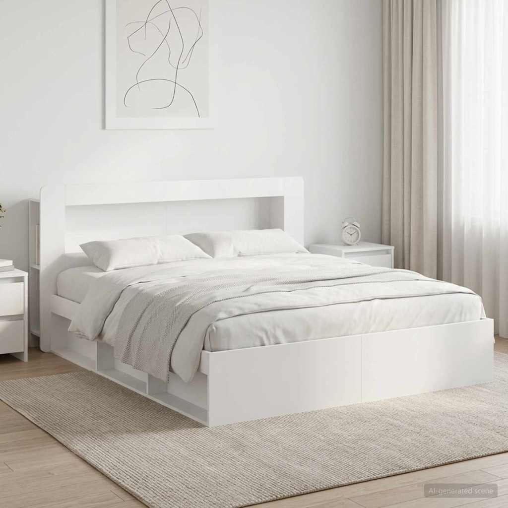 Bedframe met opslag Wit 180 x 200 cm Bewerkt hout