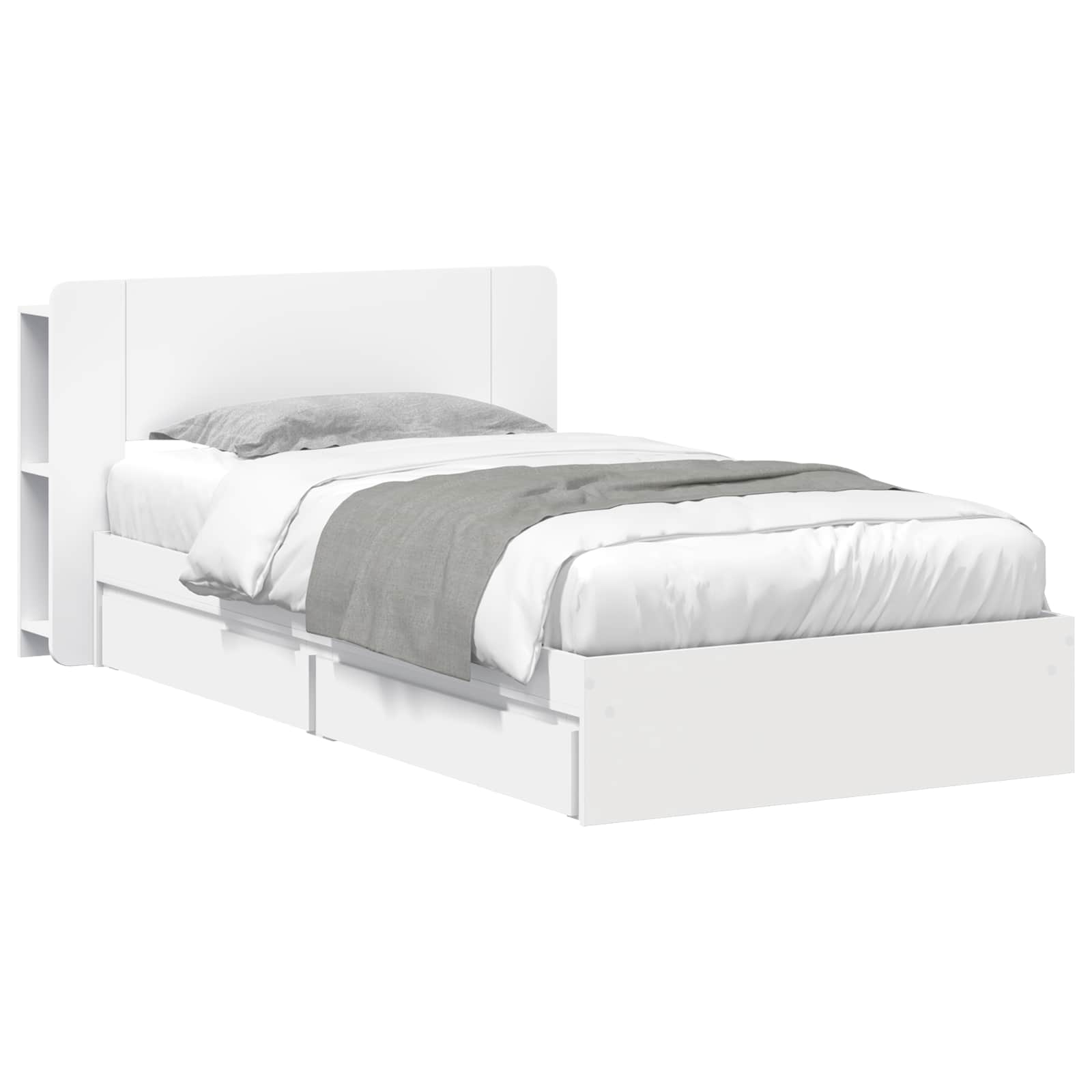 Bedframe met opslag met lade Wit 80 x 200 cm Bewerkt hout – afbeelding 1