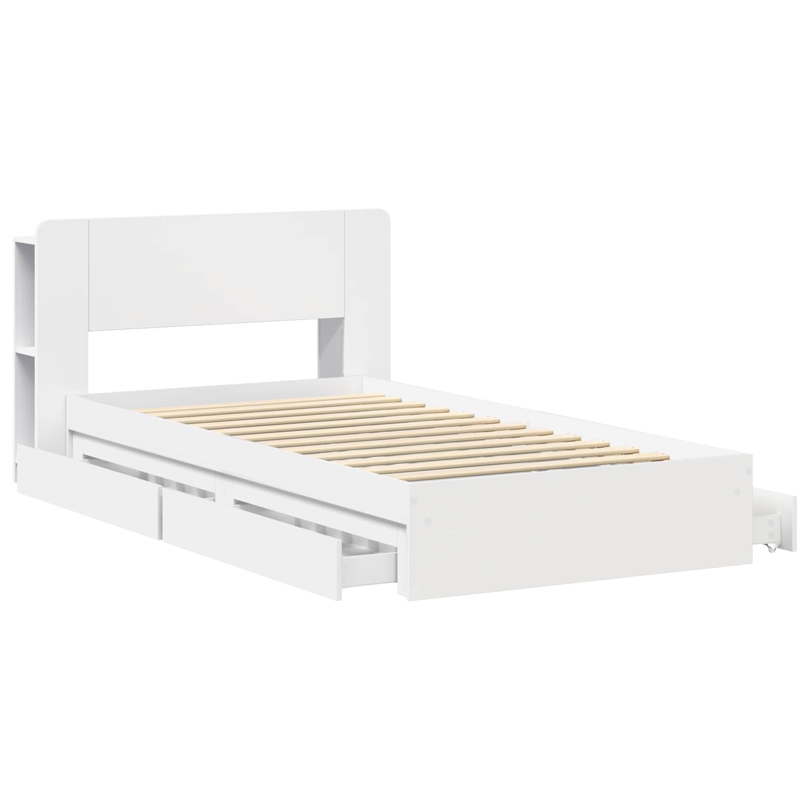 Bedframe met opslag met lade Wit 80 x 200 cm Bewerkt hout – afbeelding 3