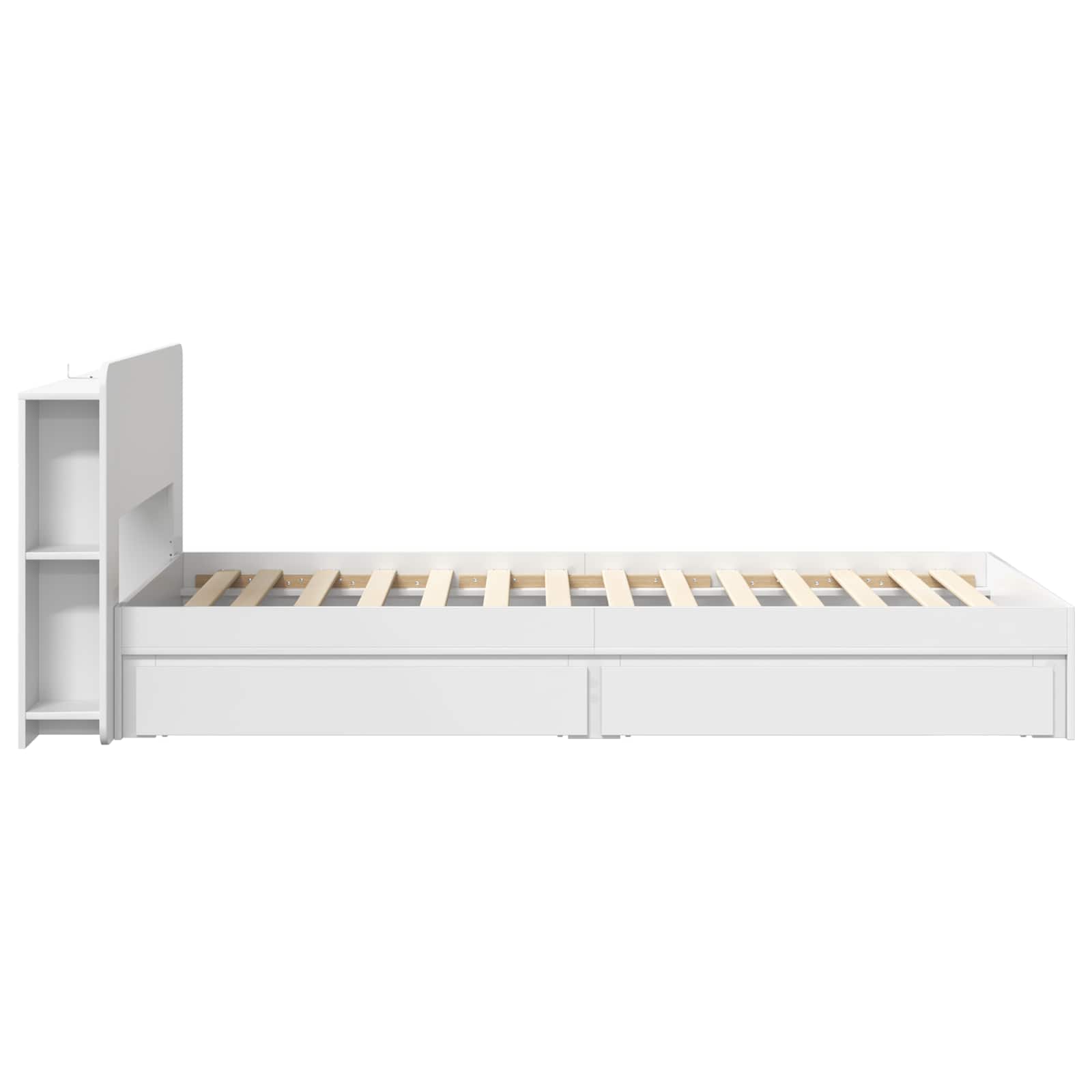 Bedframe met opslag met lade Wit 80 x 200 cm Bewerkt hout – afbeelding 4