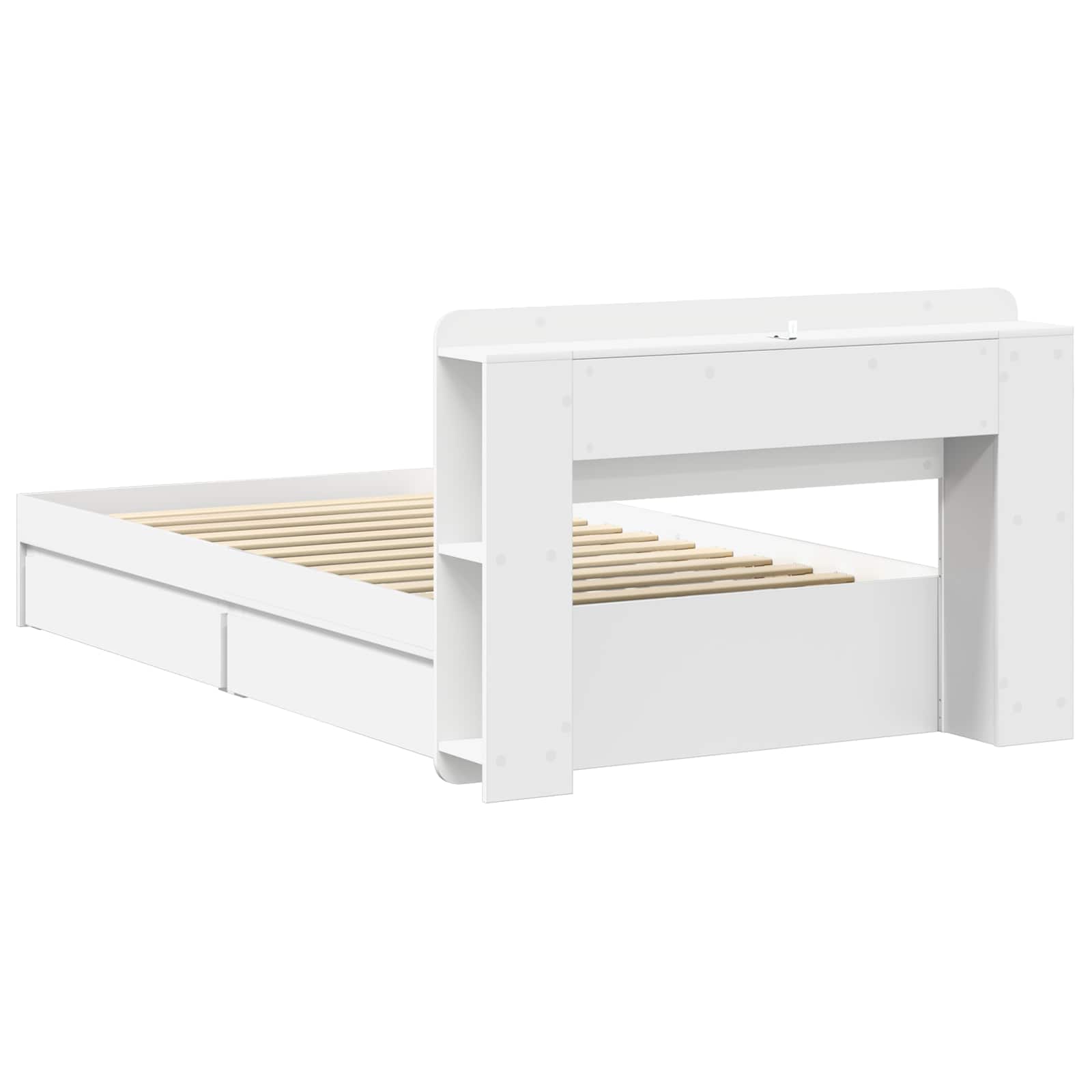 Bedframe met opslag met lade Wit 80 x 200 cm Bewerkt hout – afbeelding 5