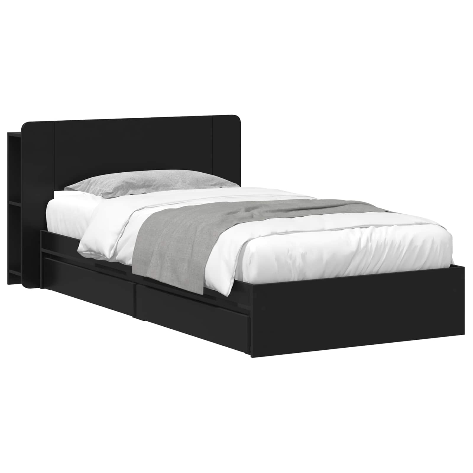 Bedframe met opslag met lade Zwart 100 x 200 cm Bewerkt hout – afbeelding 2