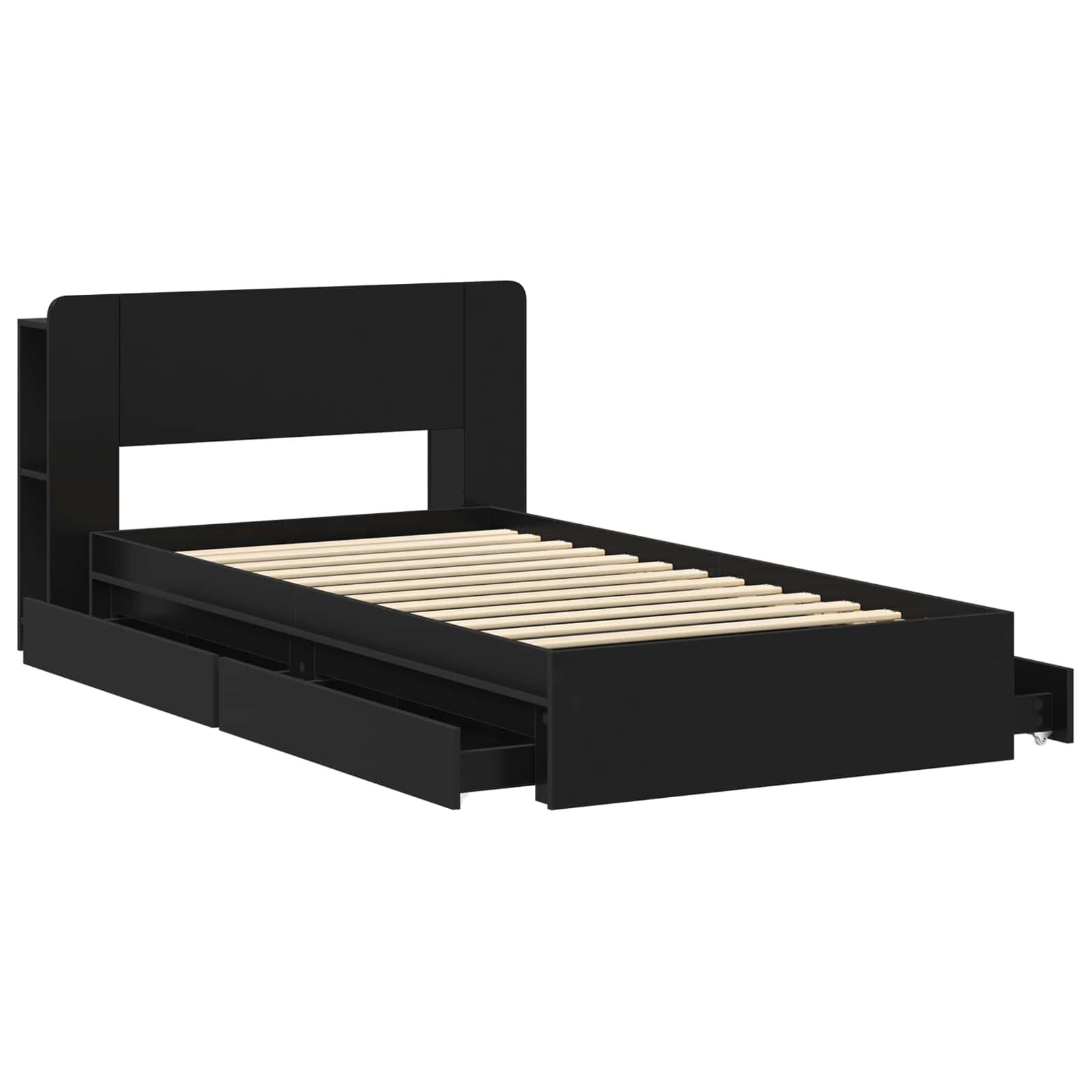 Bedframe met opslag met lade Zwart 100 x 200 cm Bewerkt hout – afbeelding 4