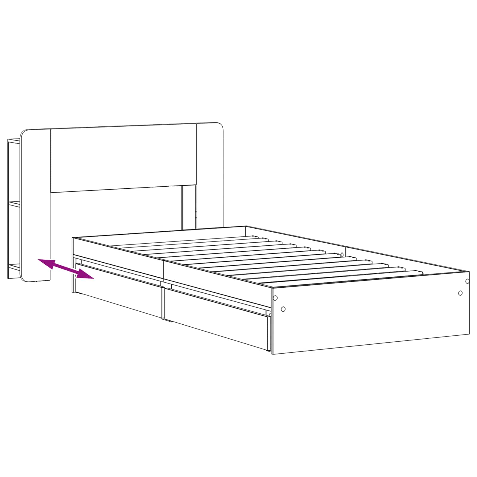 Bedframe met opslag met lade Zwart 100 x 200 cm Bewerkt hout – afbeelding 9