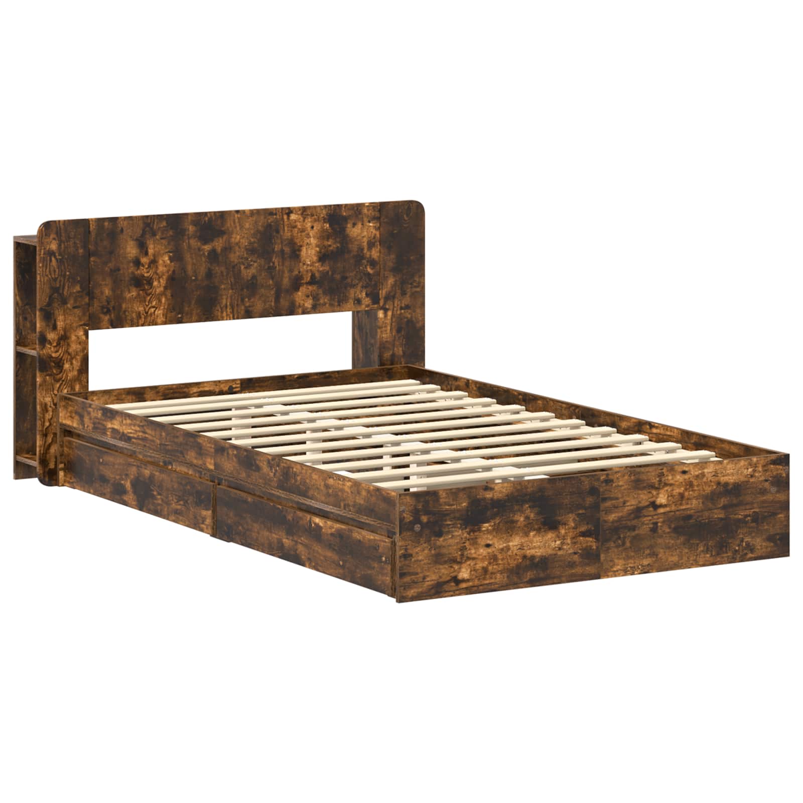 Bedframe met opslag Gerookt eiken 120 x 200 cm Bewerkt hout – afbeelding 3