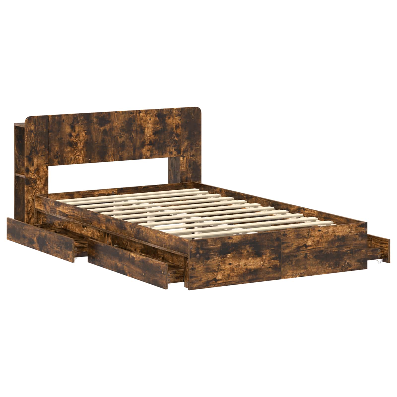 Bedframe met opslag Gerookt eiken 120 x 200 cm Bewerkt hout – afbeelding 4