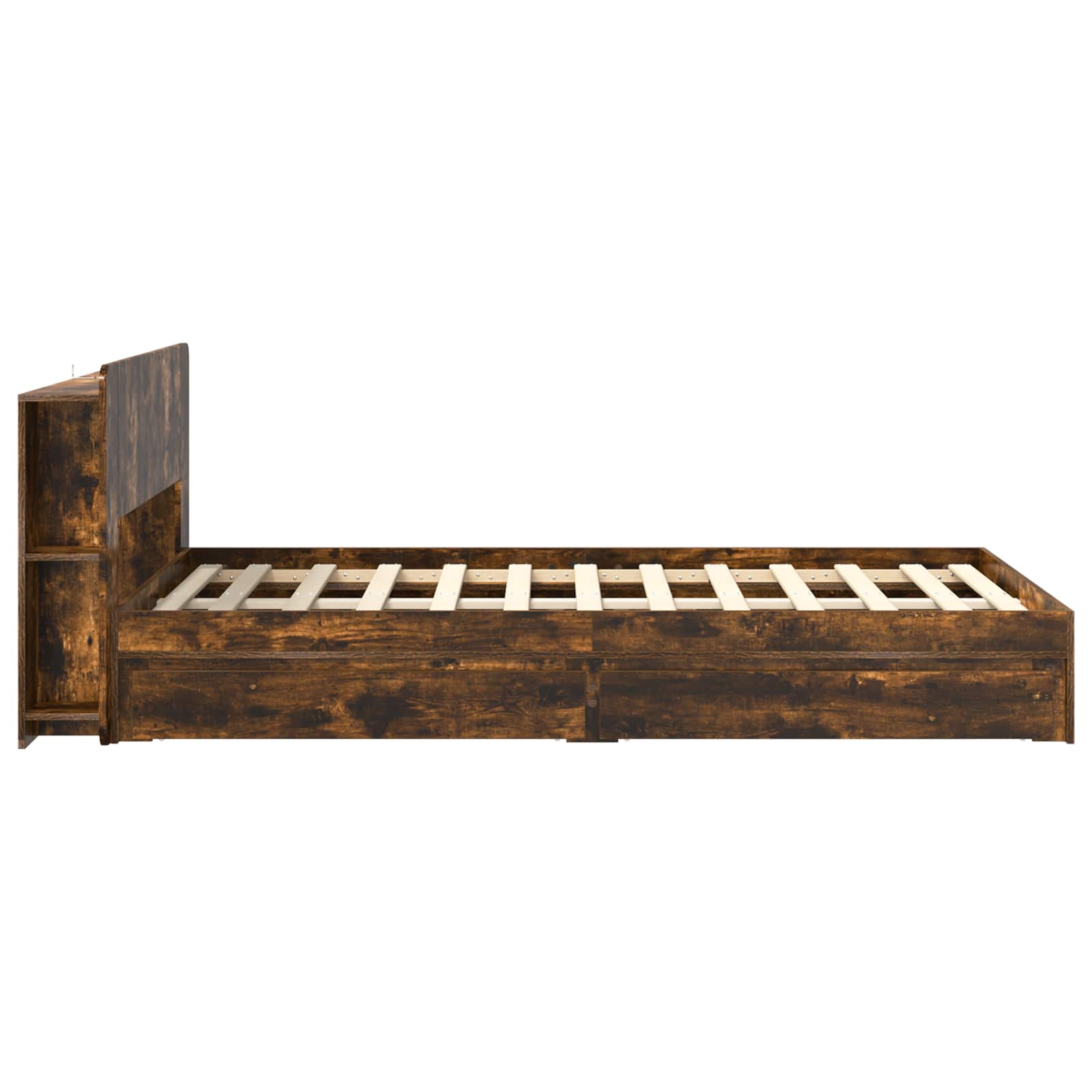 Bedframe met opslag Gerookt eiken 120 x 200 cm Bewerkt hout – afbeelding 5