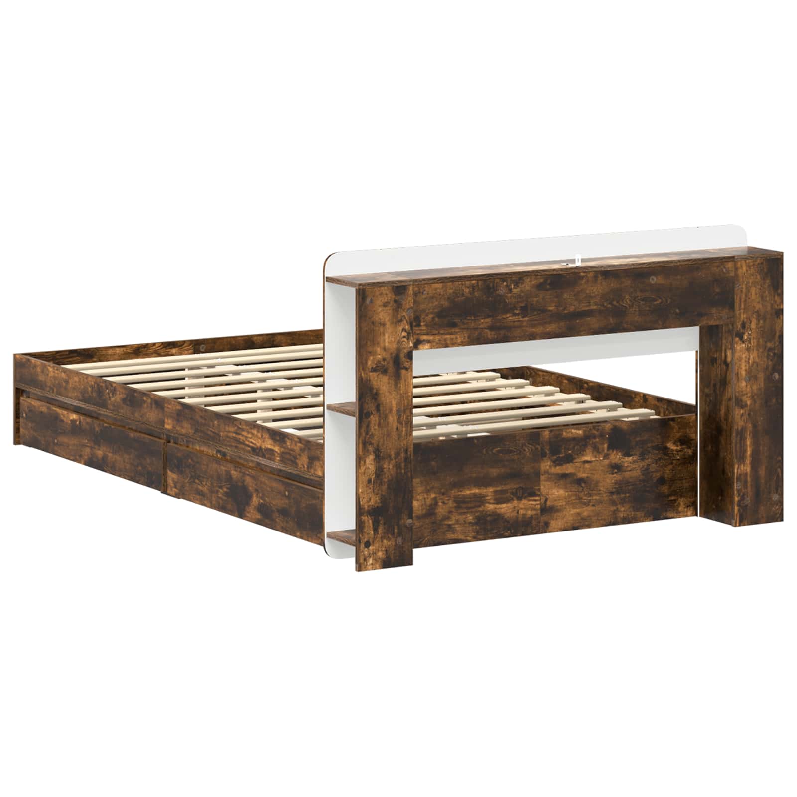 Bedframe met opslag Gerookt eiken 120 x 200 cm Bewerkt hout – afbeelding 6