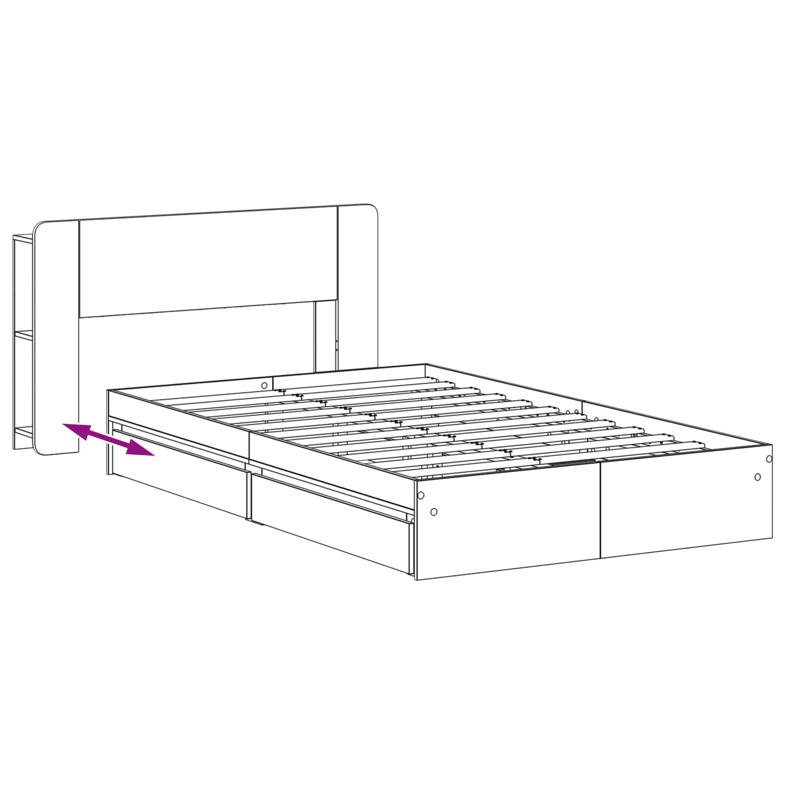 Bedframe met opslag Gerookt eiken 120 x 200 cm Bewerkt hout – afbeelding 9