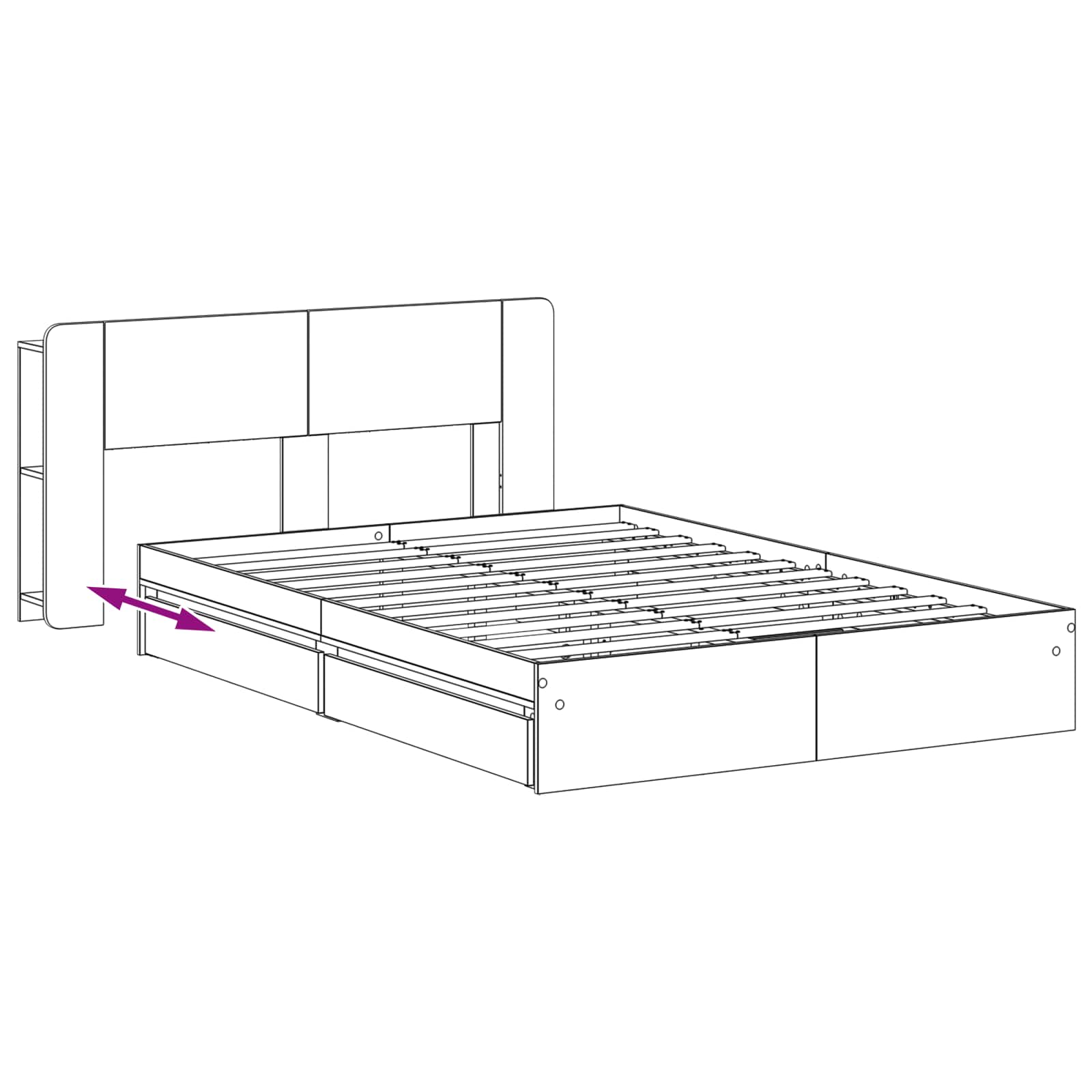 Bedframe met opslag Sonoma Eiken 140 x 200 cm Bewerkt hout – afbeelding 9
