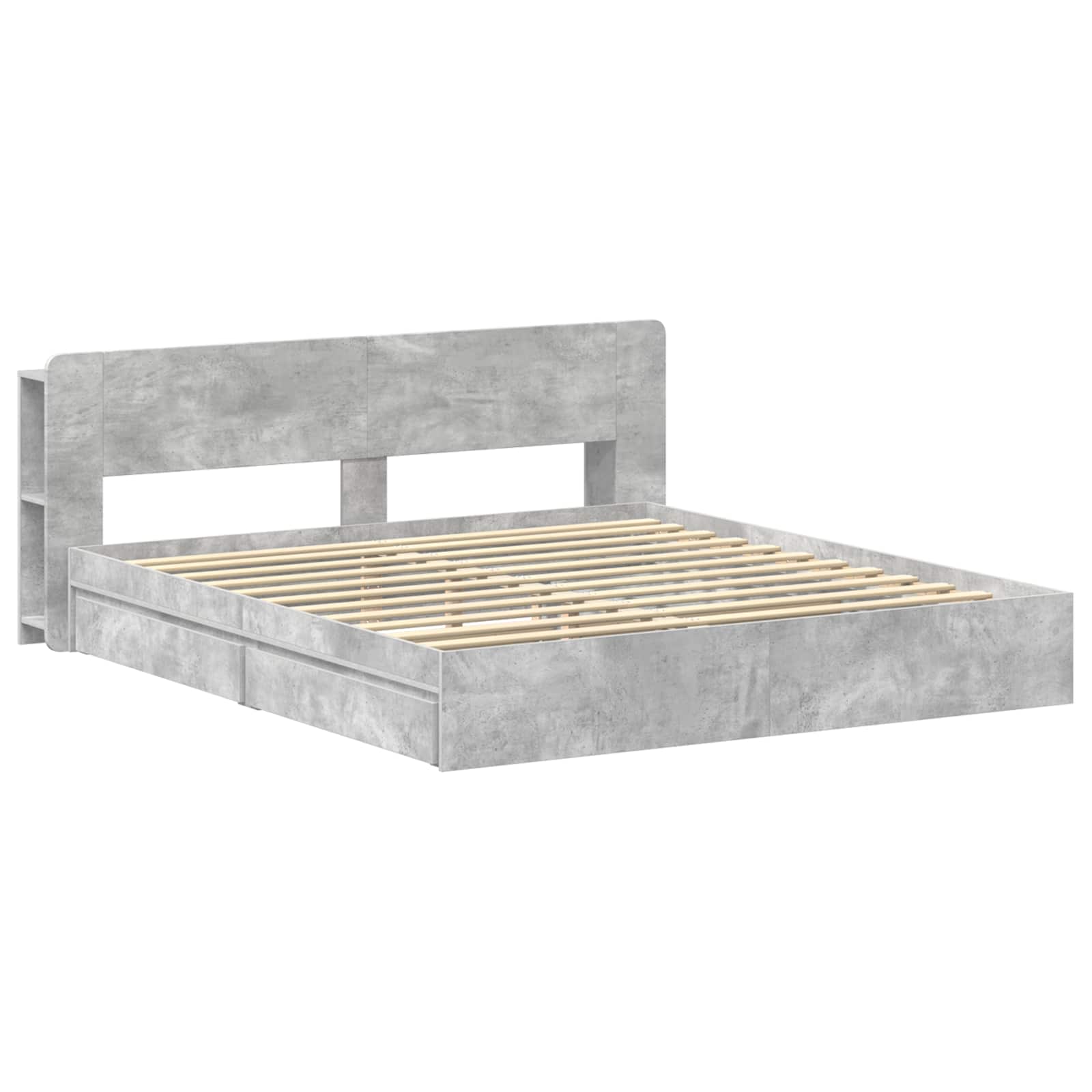 Bedframe met opslag Betongrijs 180 x 200 cm Bewerkt hout – afbeelding 3