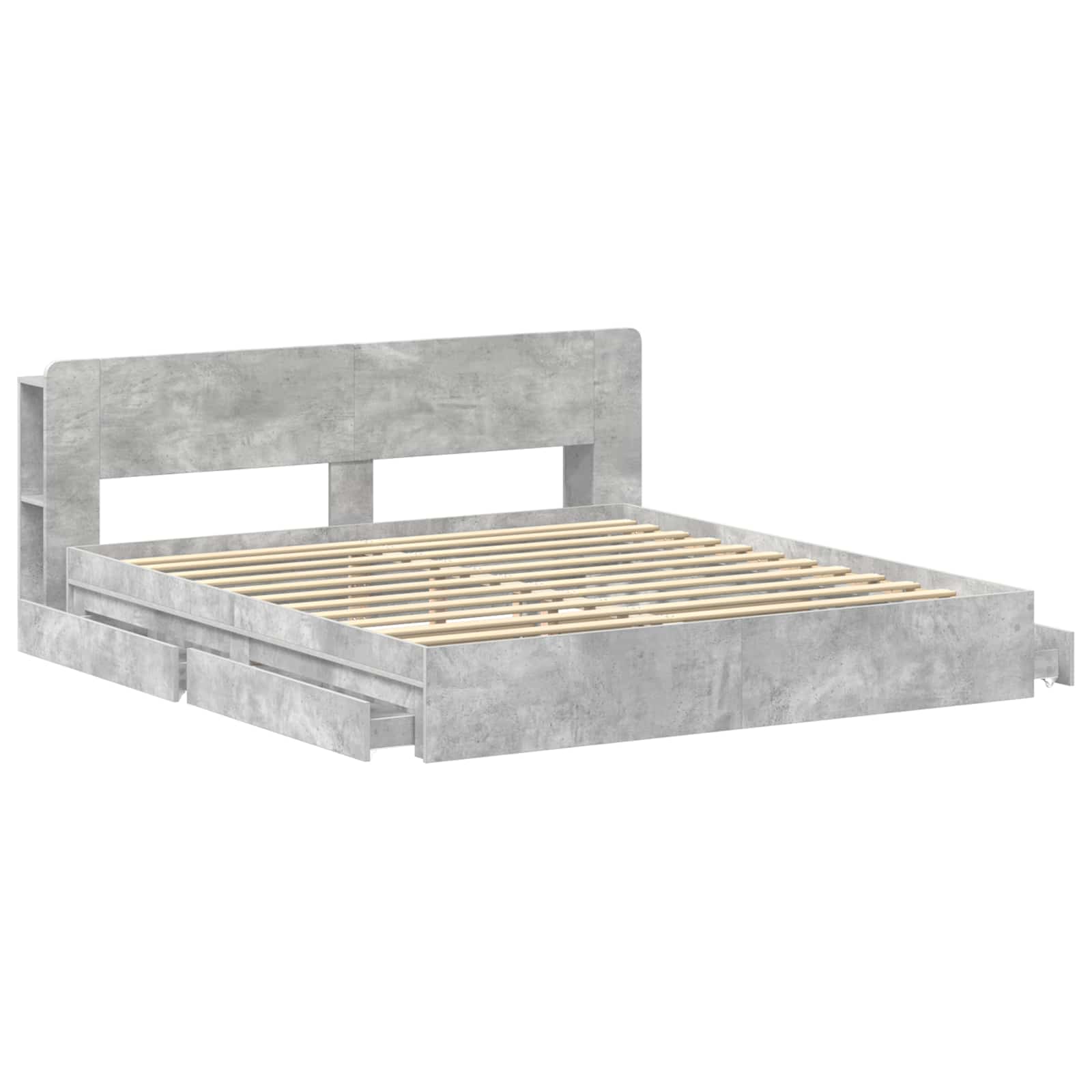 Bedframe met opslag Betongrijs 180 x 200 cm Bewerkt hout – afbeelding 4