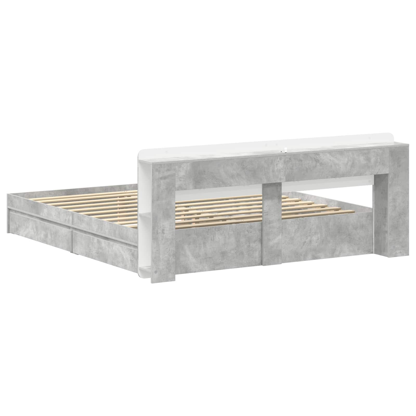 Bedframe met opslag Betongrijs 180 x 200 cm Bewerkt hout – afbeelding 6