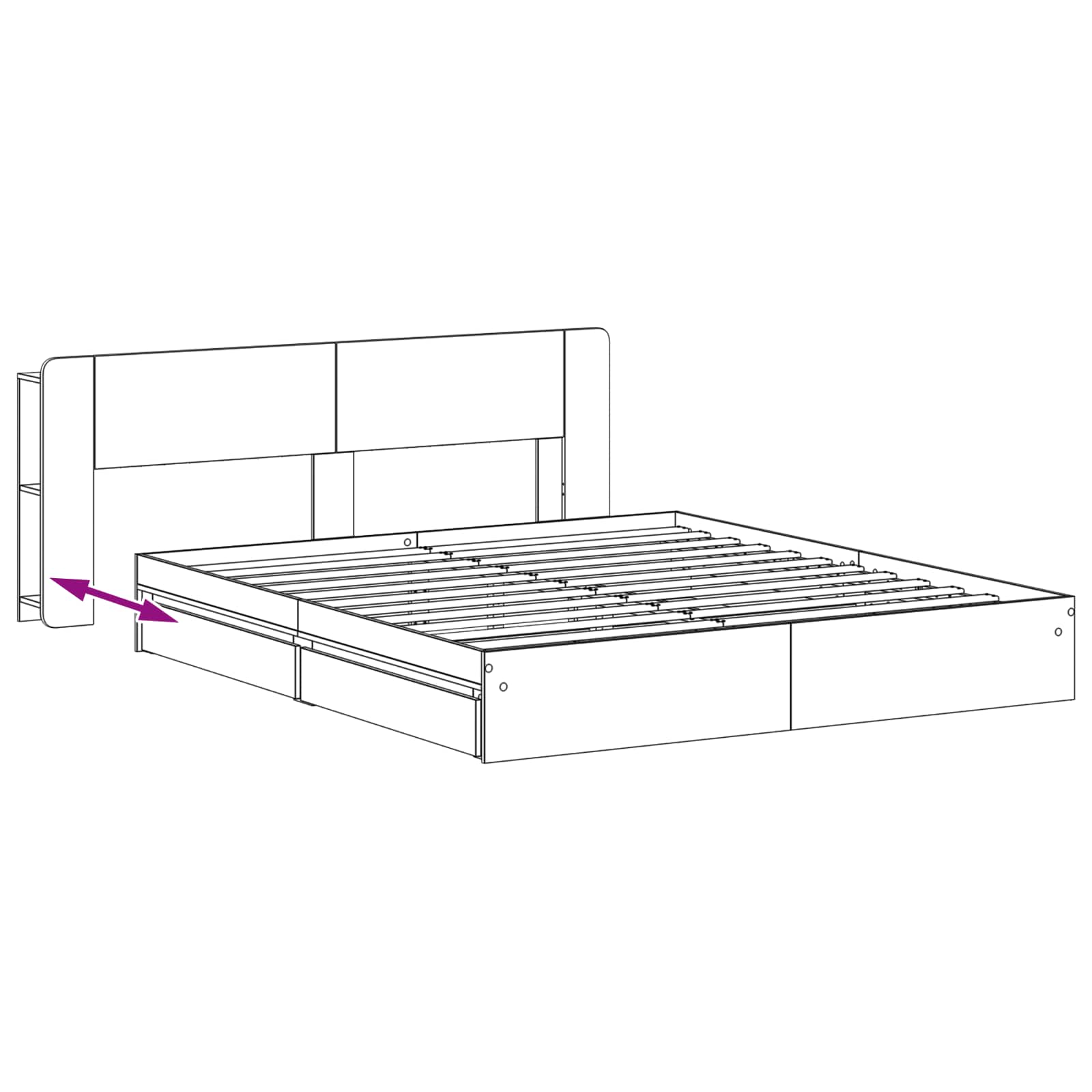 Bedframe met opslag Betongrijs 180 x 200 cm Bewerkt hout – afbeelding 9