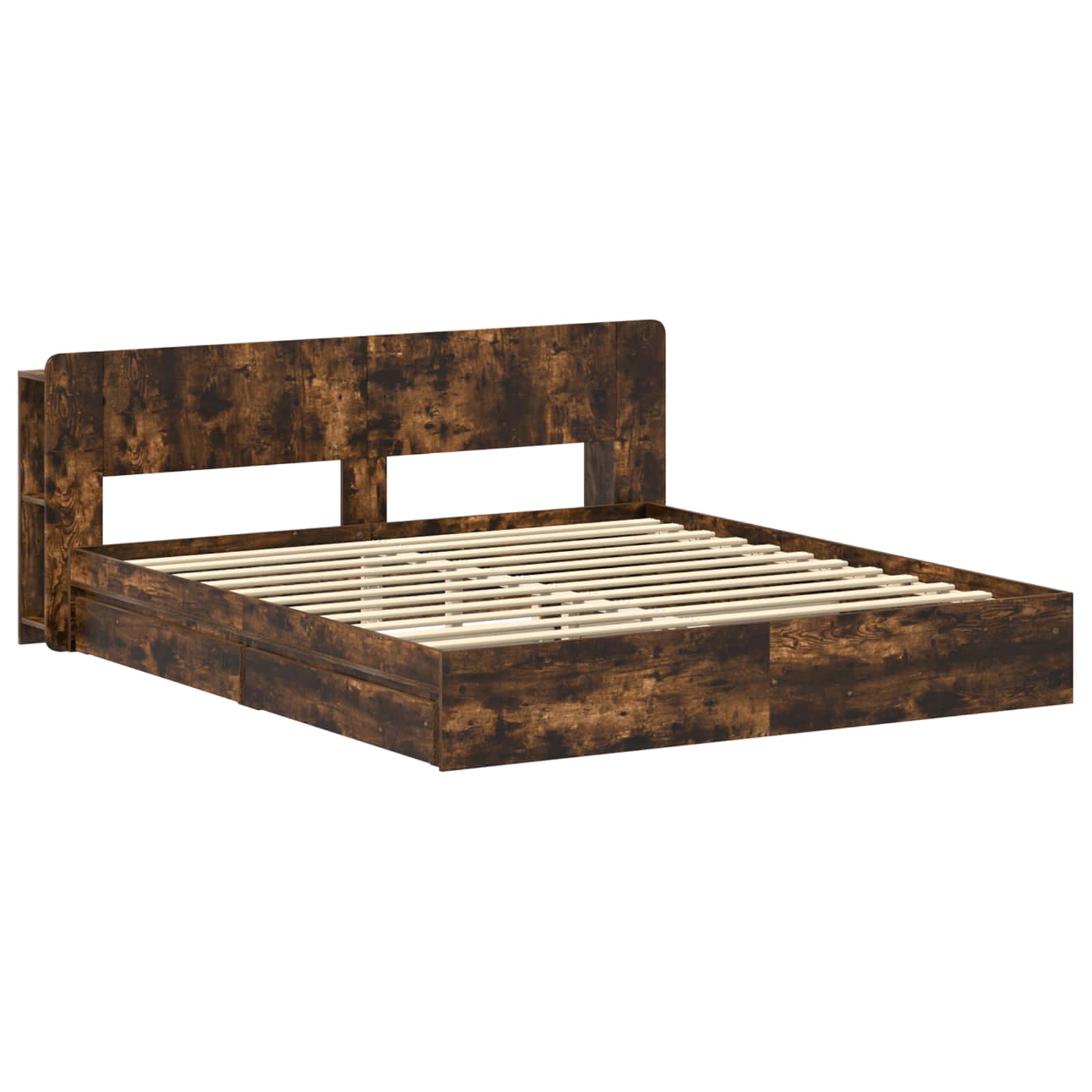 Bedframe met opslag Gerookt eiken 180 x 200 cm Bewerkt hout – afbeelding 3