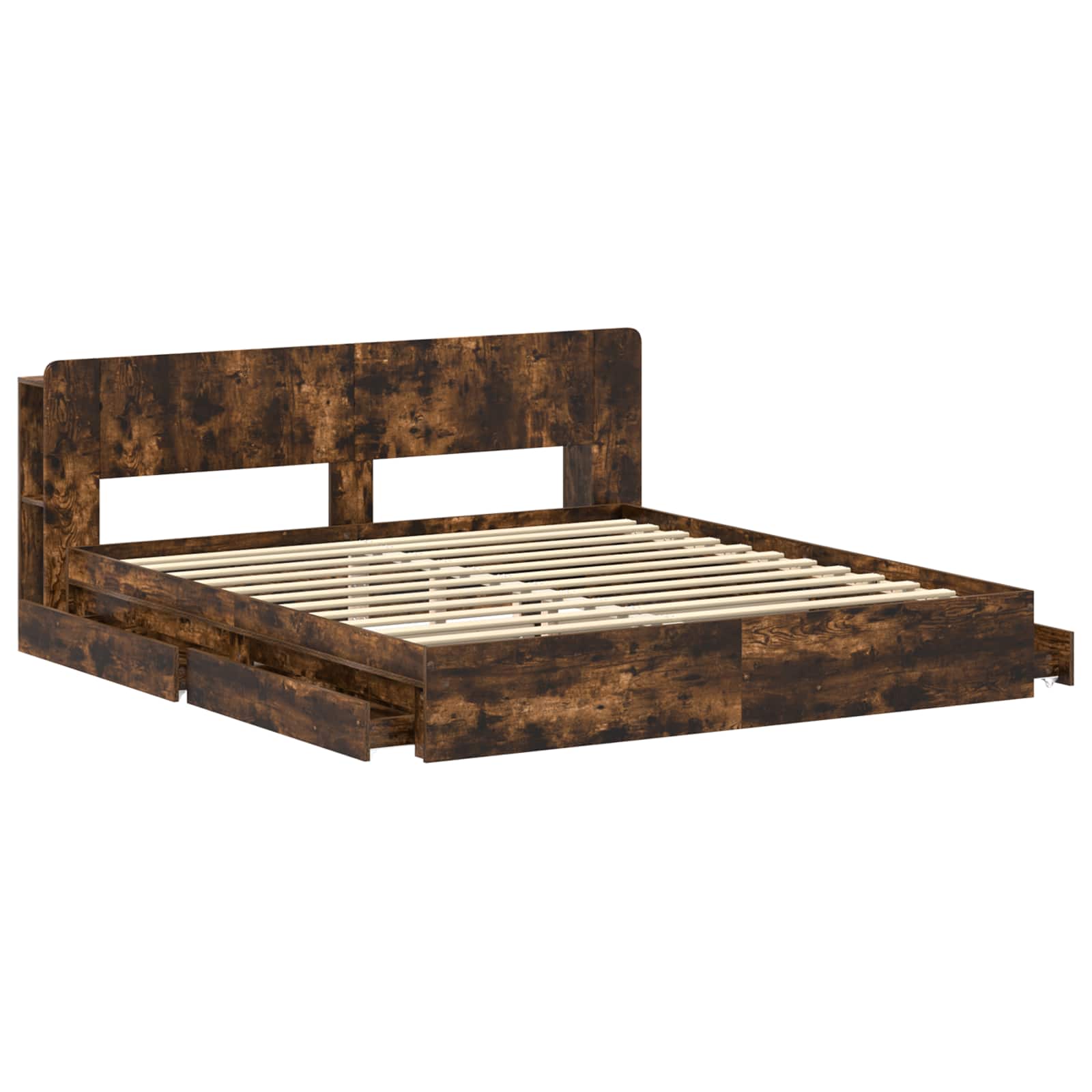Bedframe met opslag Gerookt eiken 180 x 200 cm Bewerkt hout – afbeelding 4