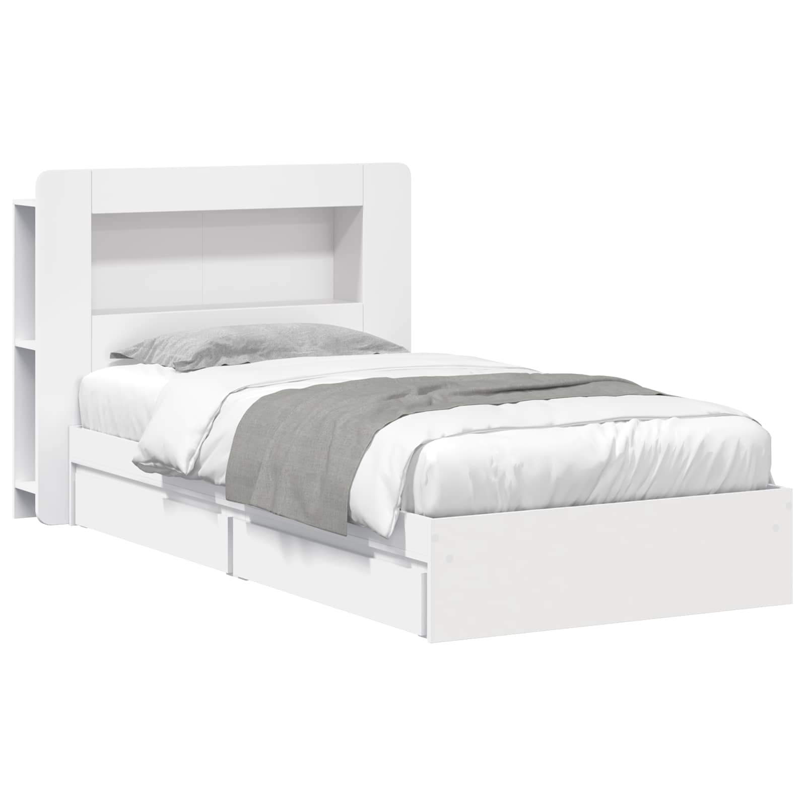 Bedframe met opslag met lade Wit 80 x 200 cm Bewerkt hout – afbeelding 2