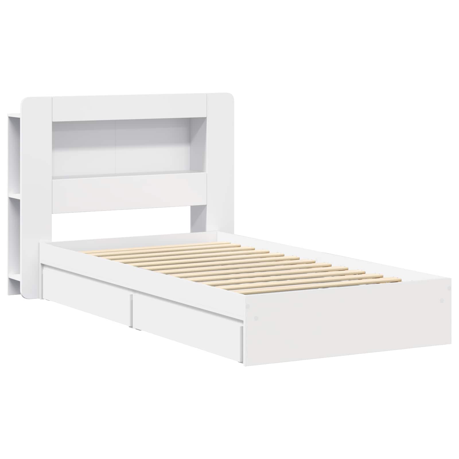Bedframe met opslag met lade Wit 80 x 200 cm Bewerkt hout – afbeelding 3