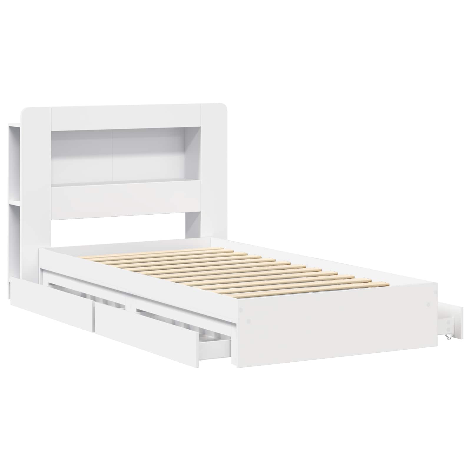 Bedframe met opslag met lade Wit 80 x 200 cm Bewerkt hout – afbeelding 4