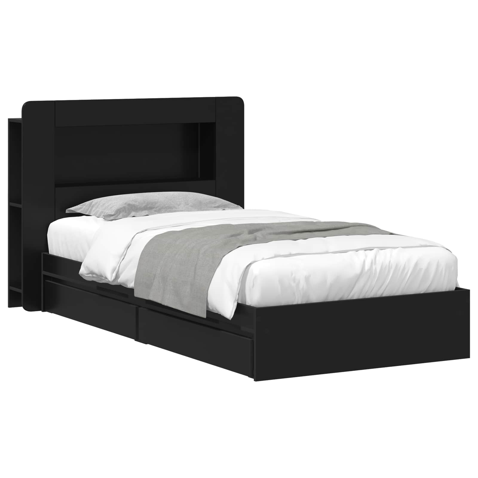Bedframe met opslag met lade Zwart 100 x 200 cm Bewerkt hout – afbeelding 2