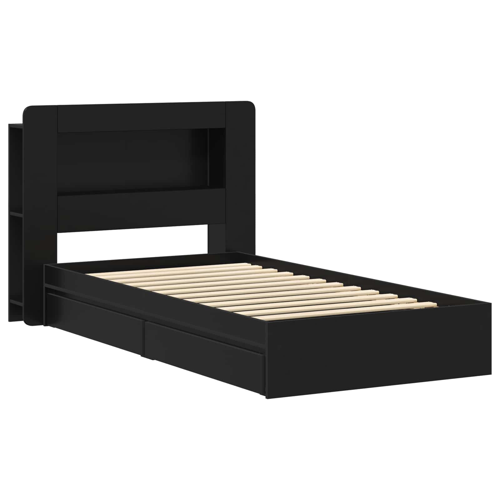 Bedframe met opslag met lade Zwart 100 x 200 cm Bewerkt hout – afbeelding 3