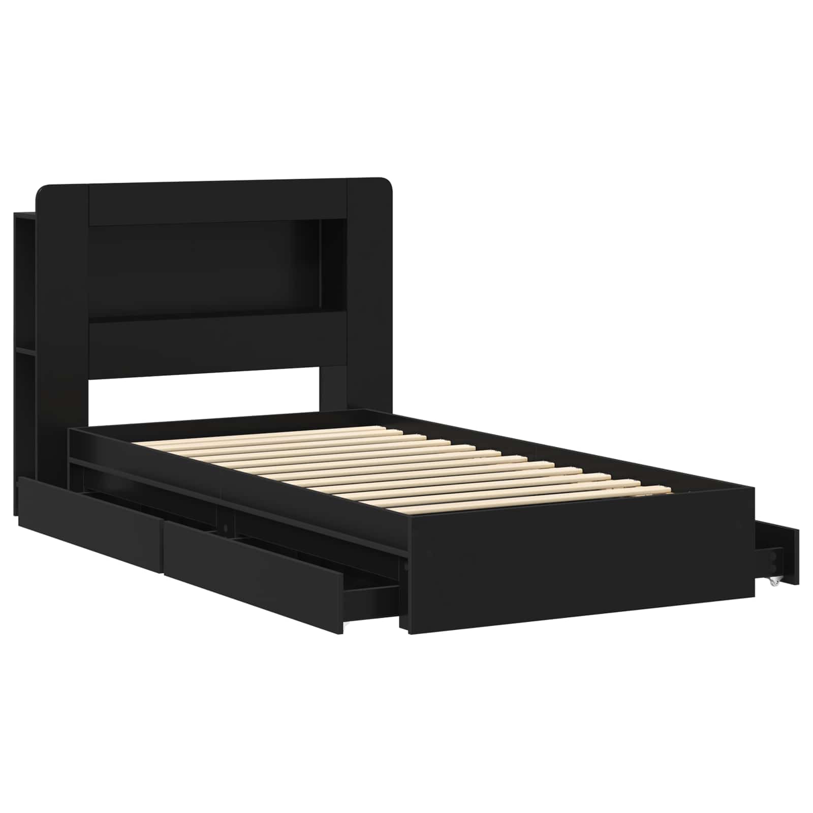 Bedframe met opslag met lade Zwart 100 x 200 cm Bewerkt hout – afbeelding 4