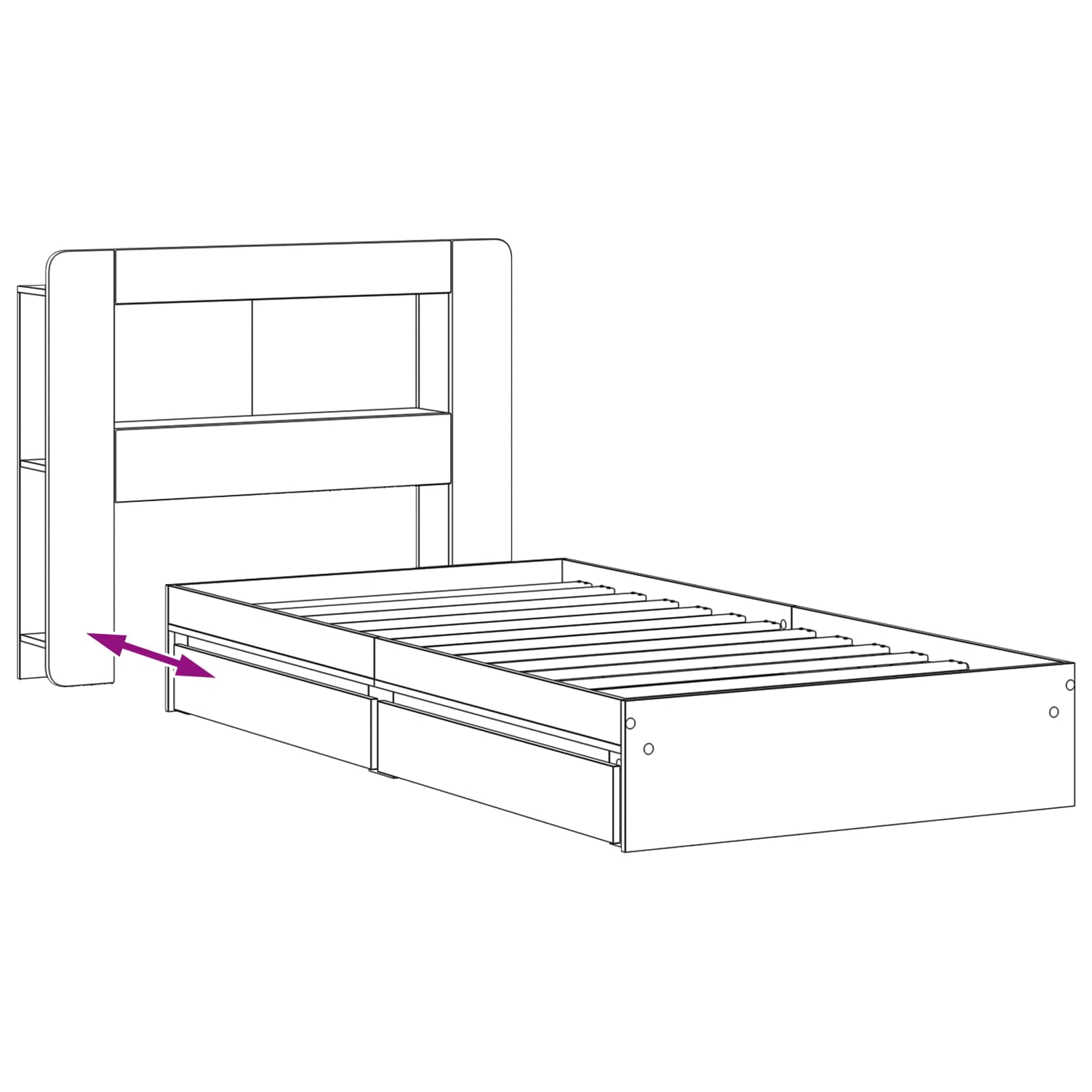 Bedframe met opslag met lade Zwart 100 x 200 cm Bewerkt hout – afbeelding 9