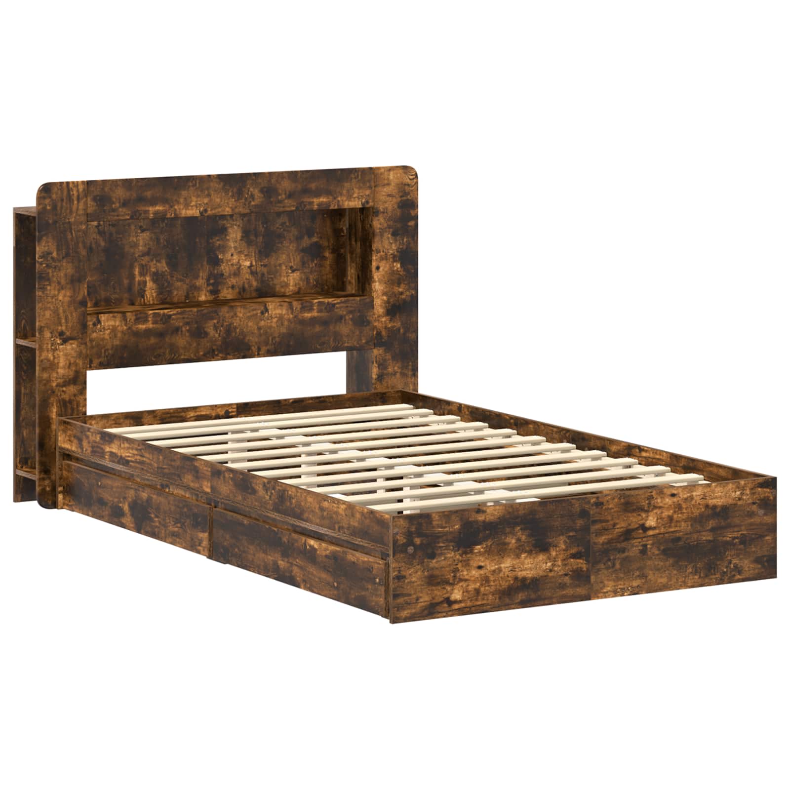 Bedframe met opslag Gerookt eiken 120 x 200 cm Bewerkt hout – afbeelding 3