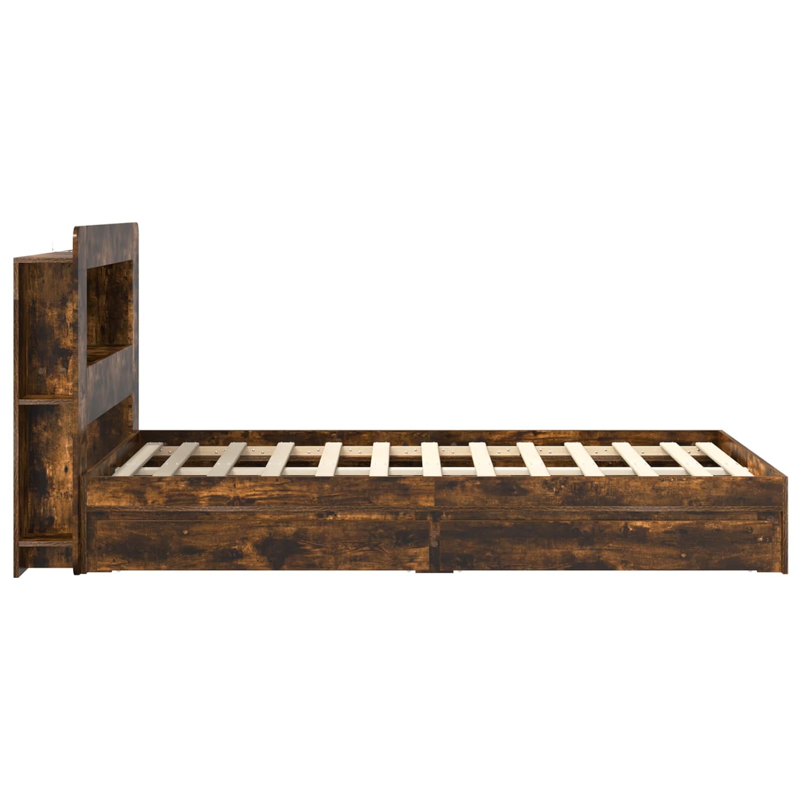 Bedframe met opslag Gerookt eiken 120 x 200 cm Bewerkt hout – afbeelding 5