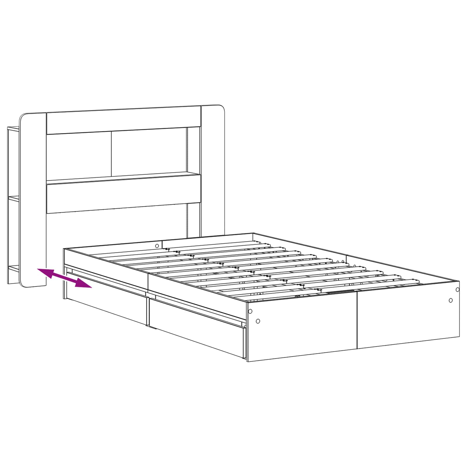 Bedframe met opslag Gerookt eiken 120 x 200 cm Bewerkt hout – afbeelding 9