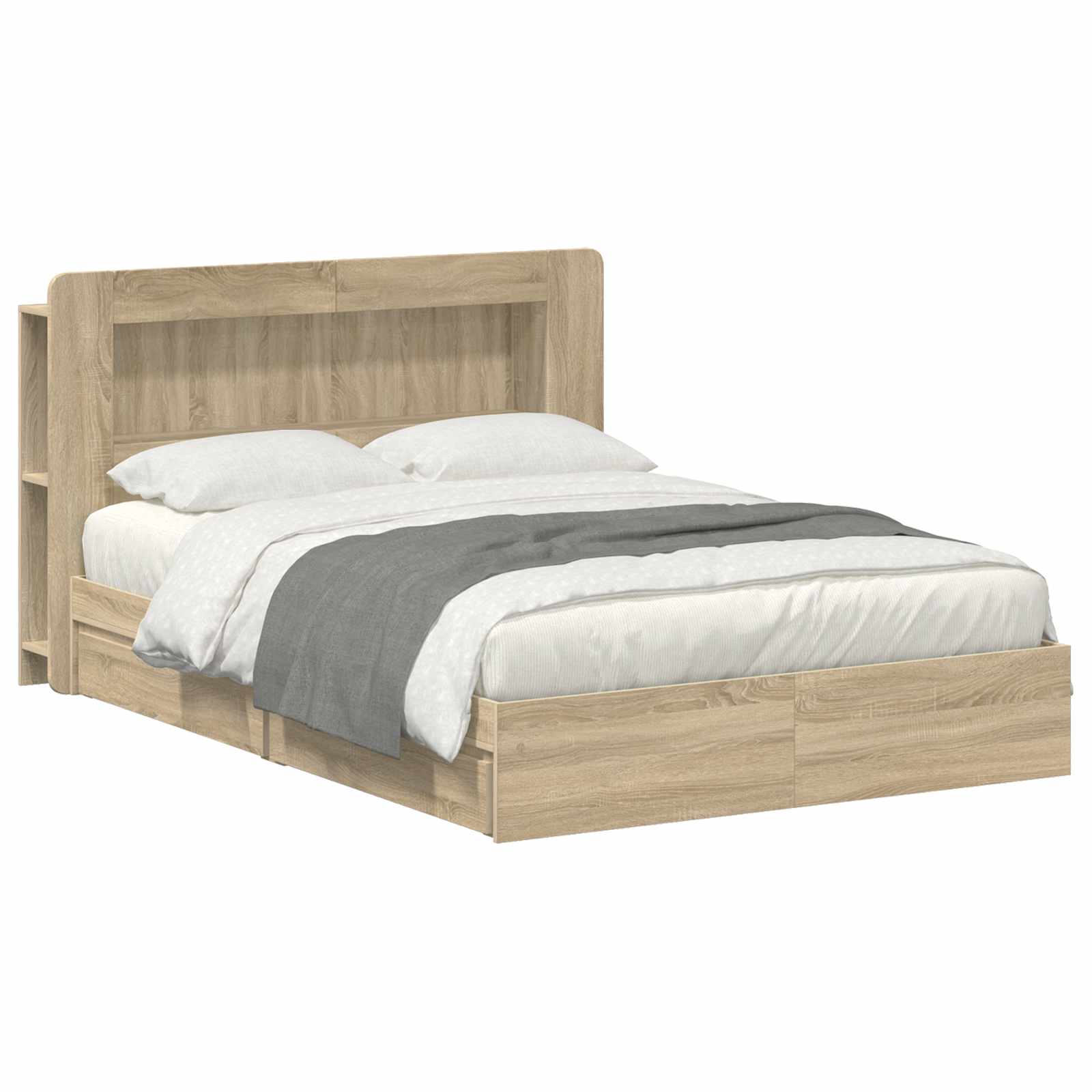 Bedframe met opslag Sonoma Eiken 140 x 200 cm Bewerkt hout – afbeelding 2