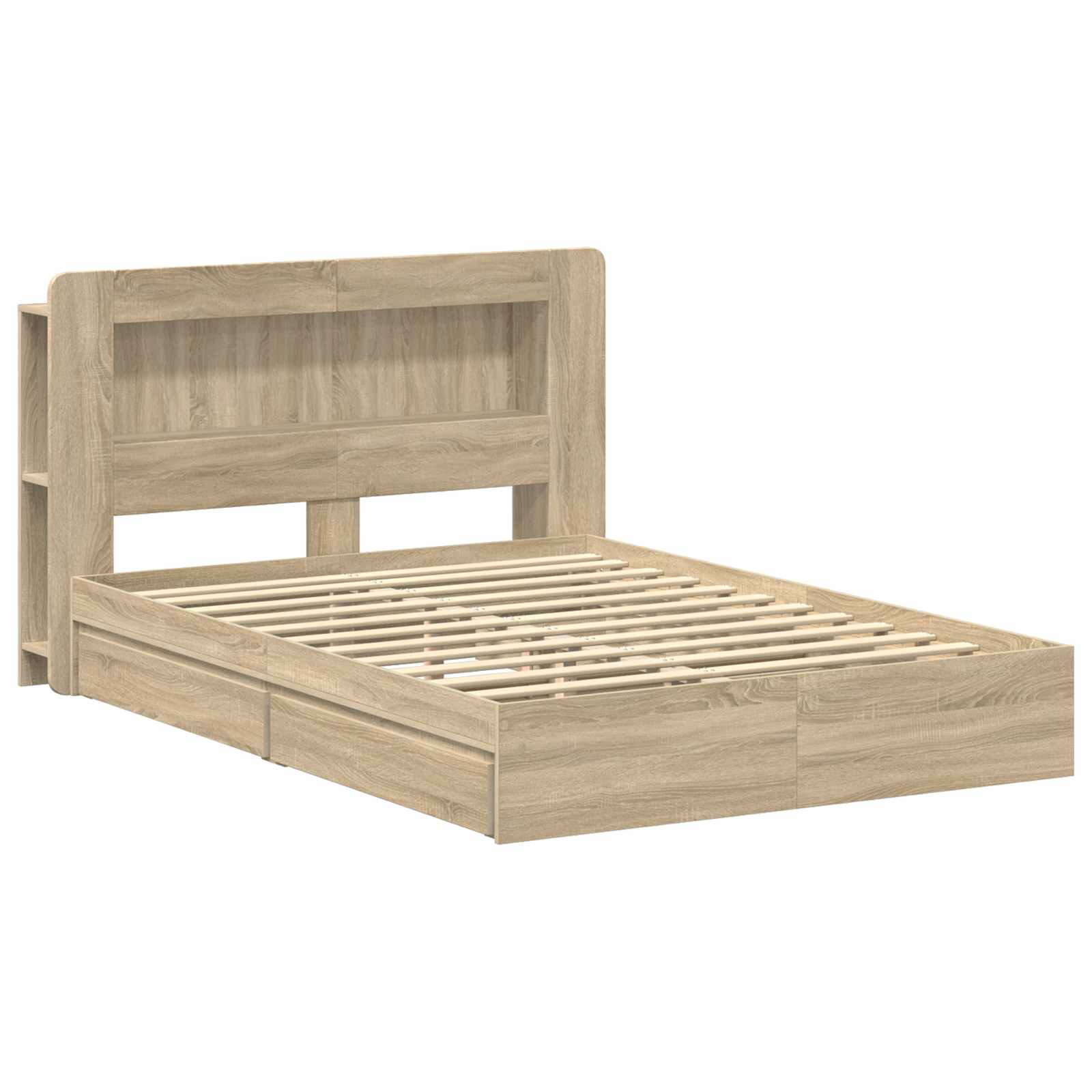 Bedframe met opslag Sonoma Eiken 140 x 200 cm Bewerkt hout – afbeelding 3