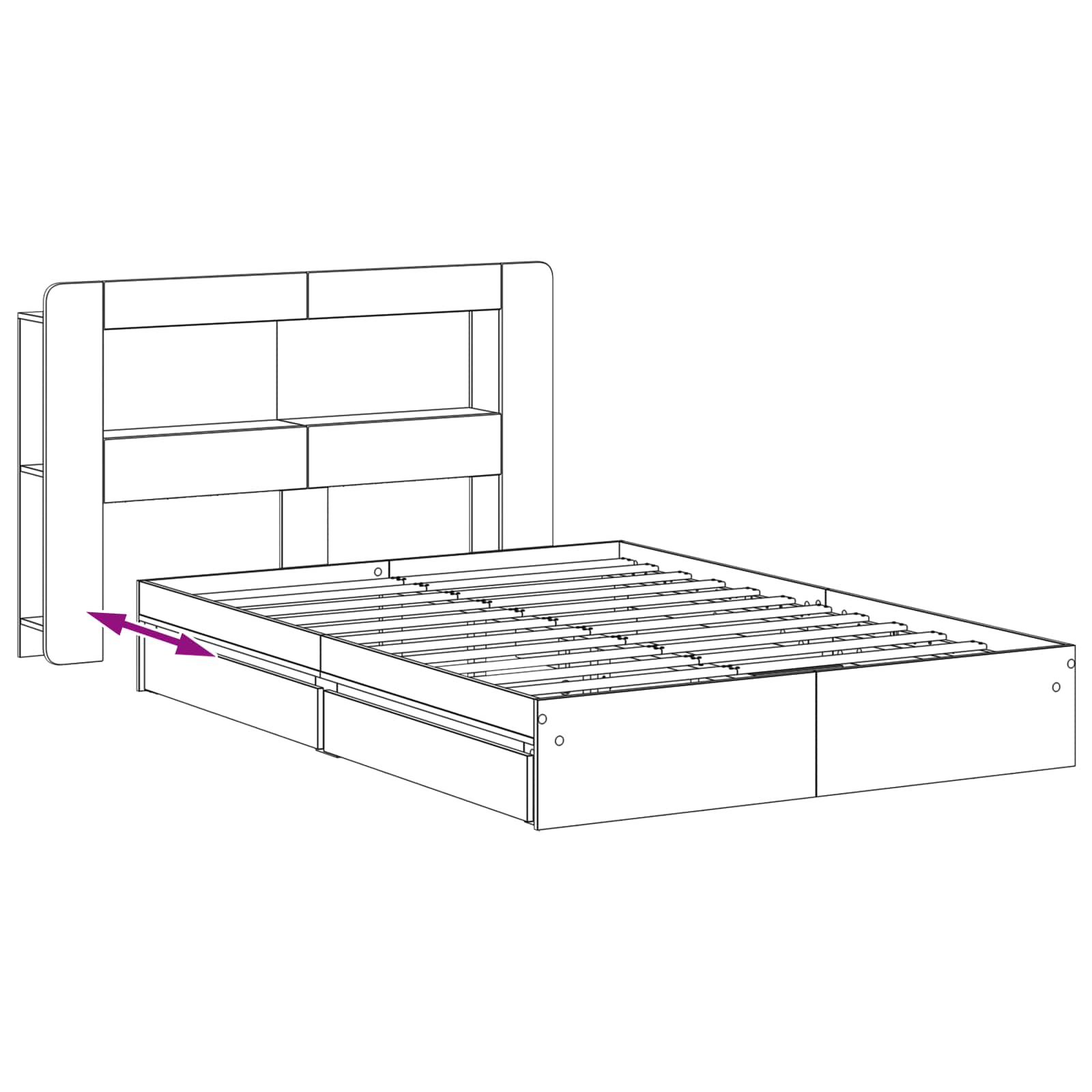 Bedframe met opslag Sonoma Eiken 140 x 200 cm Bewerkt hout – afbeelding 9