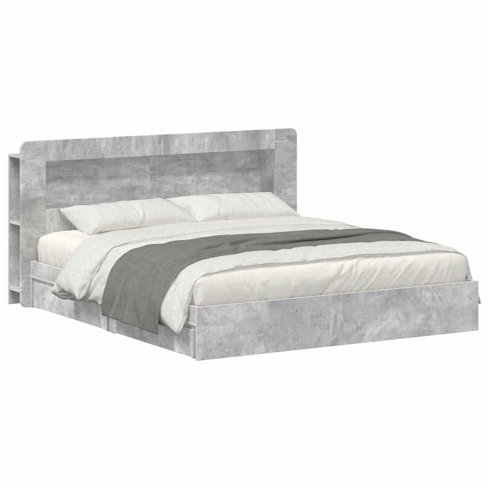 Bedframe met opslag Betongrijs 180 x 200 cm Bewerkt hout – afbeelding 2