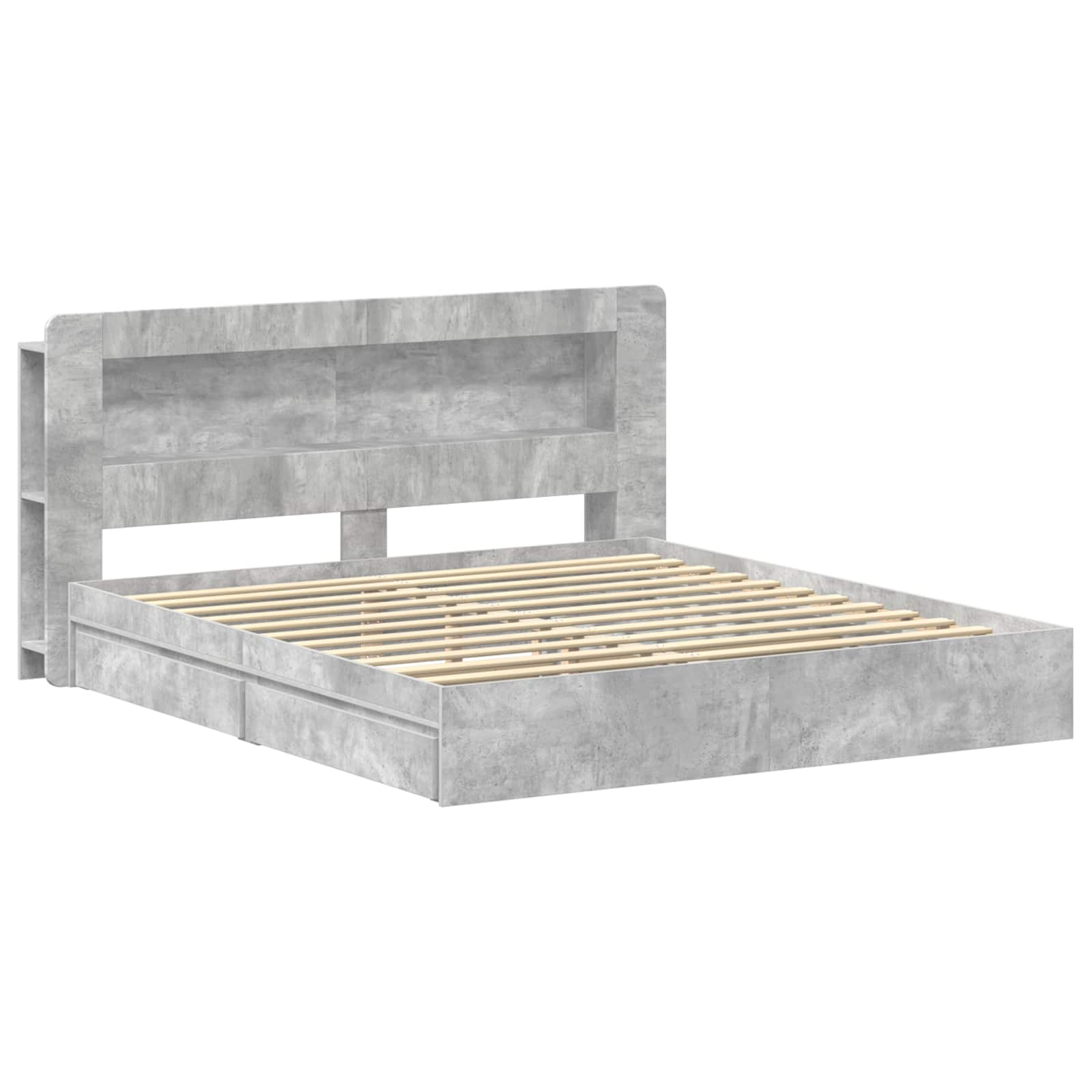 Bedframe met opslag Betongrijs 180 x 200 cm Bewerkt hout – afbeelding 3