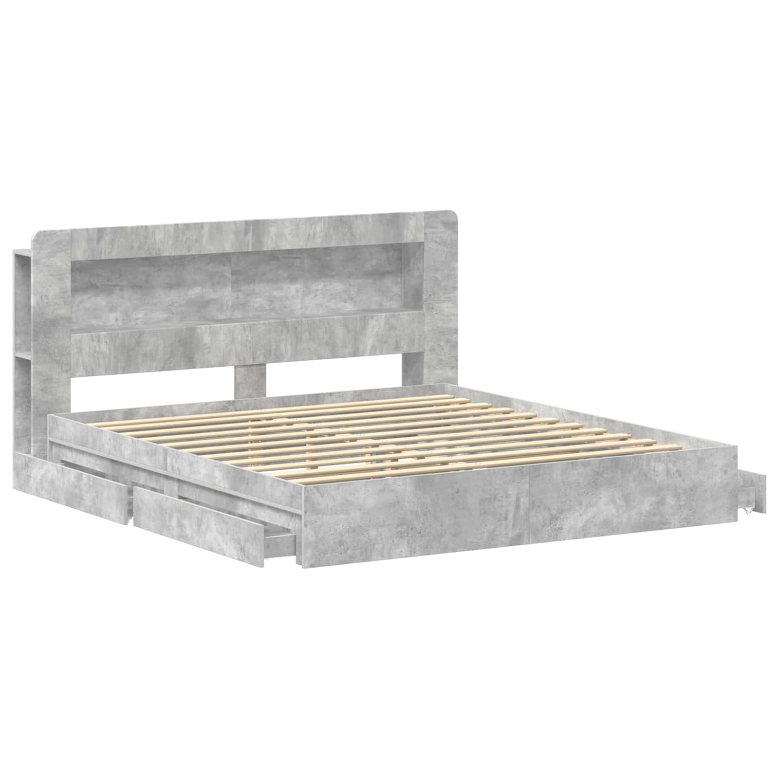 Bedframe met opslag Betongrijs 180 x 200 cm Bewerkt hout – afbeelding 4