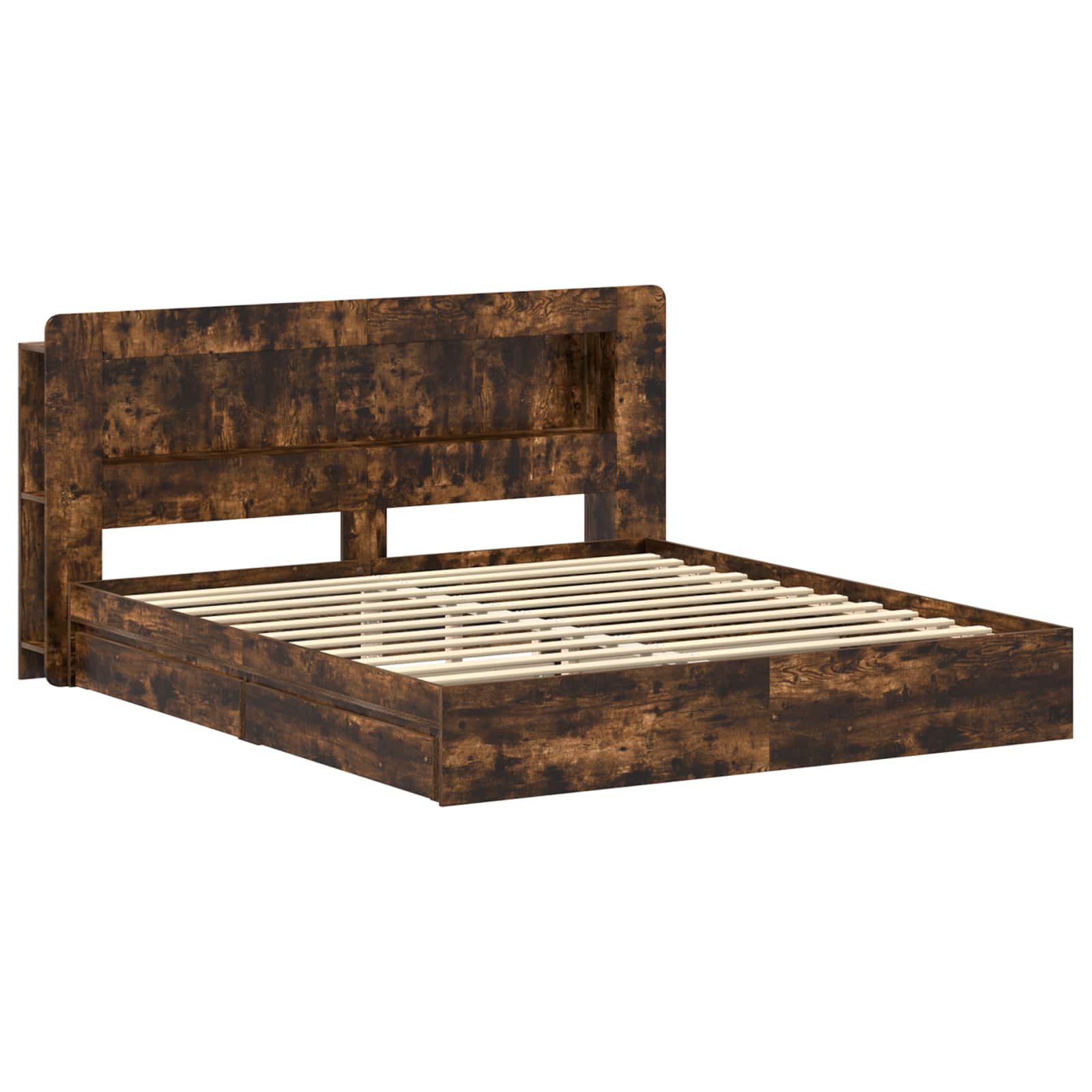 Bedframe met opslag Gerookt eiken 180 x 200 cm Bewerkt hout – afbeelding 3