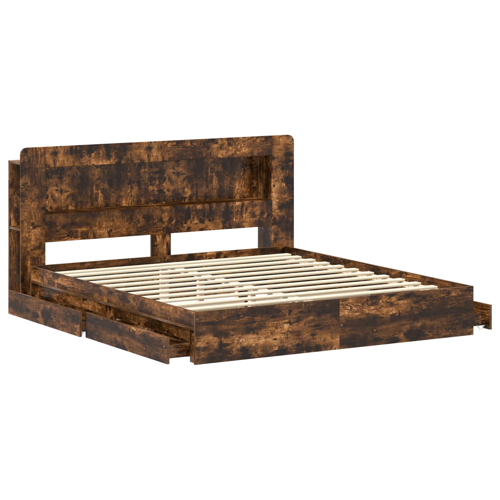 Bedframe met opslag Gerookt eiken 180 x 200 cm Bewerkt hout – afbeelding 4