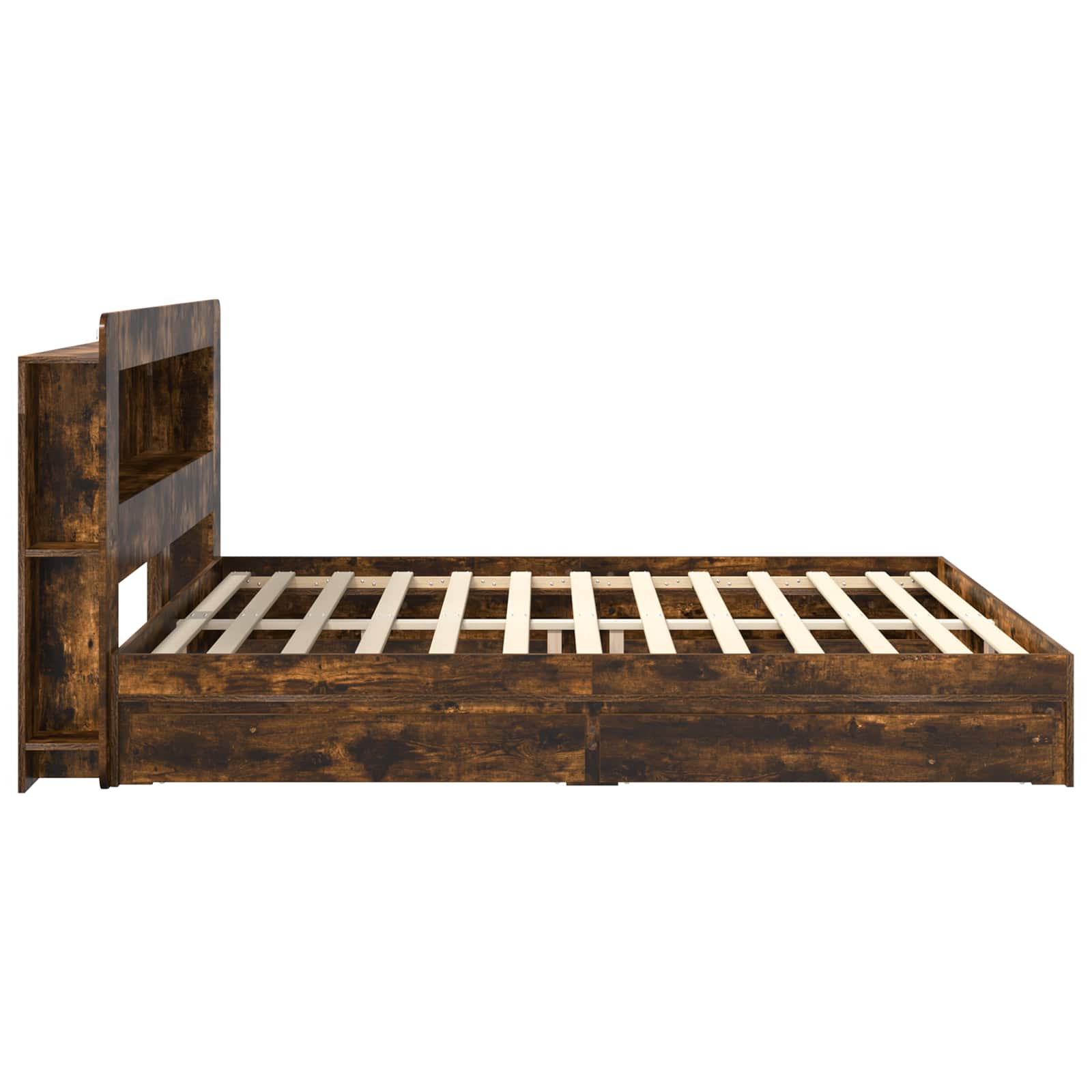 Bedframe met opslag Gerookt eiken 180 x 200 cm Bewerkt hout – afbeelding 5