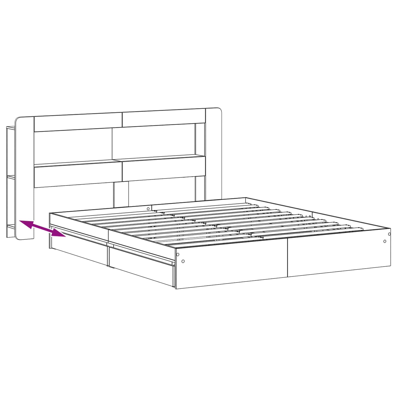 Bedframe met opslag Gerookt eiken 180 x 200 cm Bewerkt hout – afbeelding 9