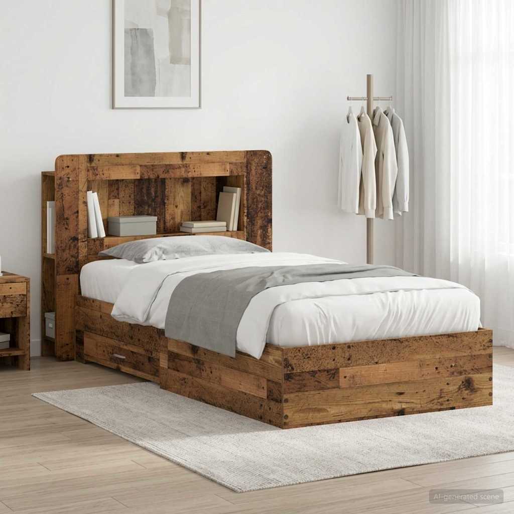 Bedframe met opslag Oud hout 100 x 200 cm Bewerkt hout