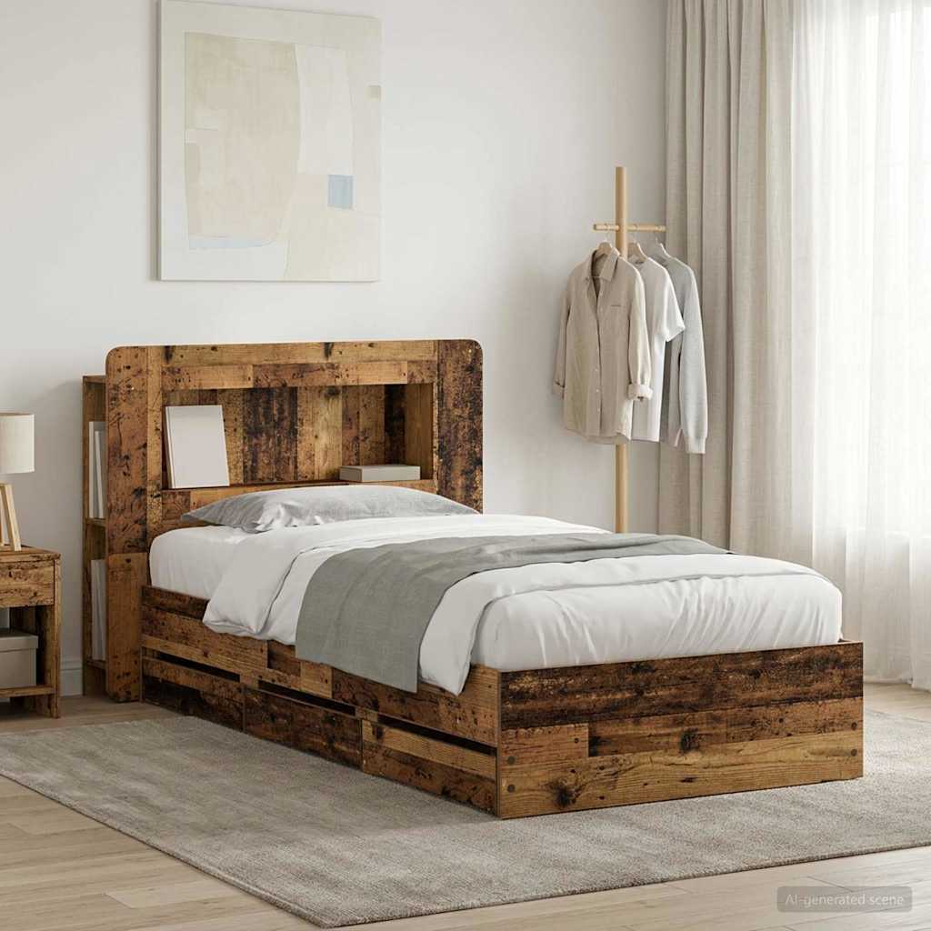 Bedframe met opslag Oud hout 80 x 200 cm Bewerkt hout