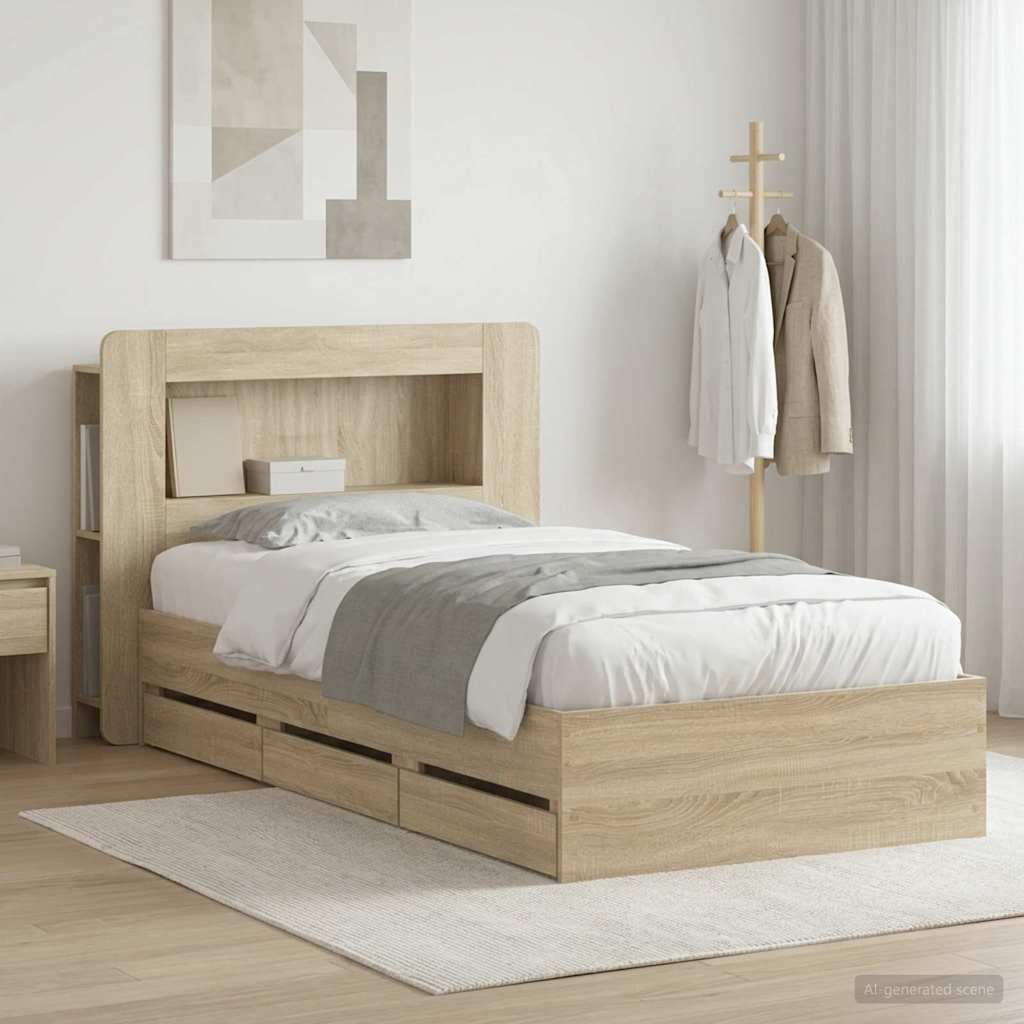 Bedframe met opslag Sonoma Eiken 80 x 200 cm Bewerkt hout