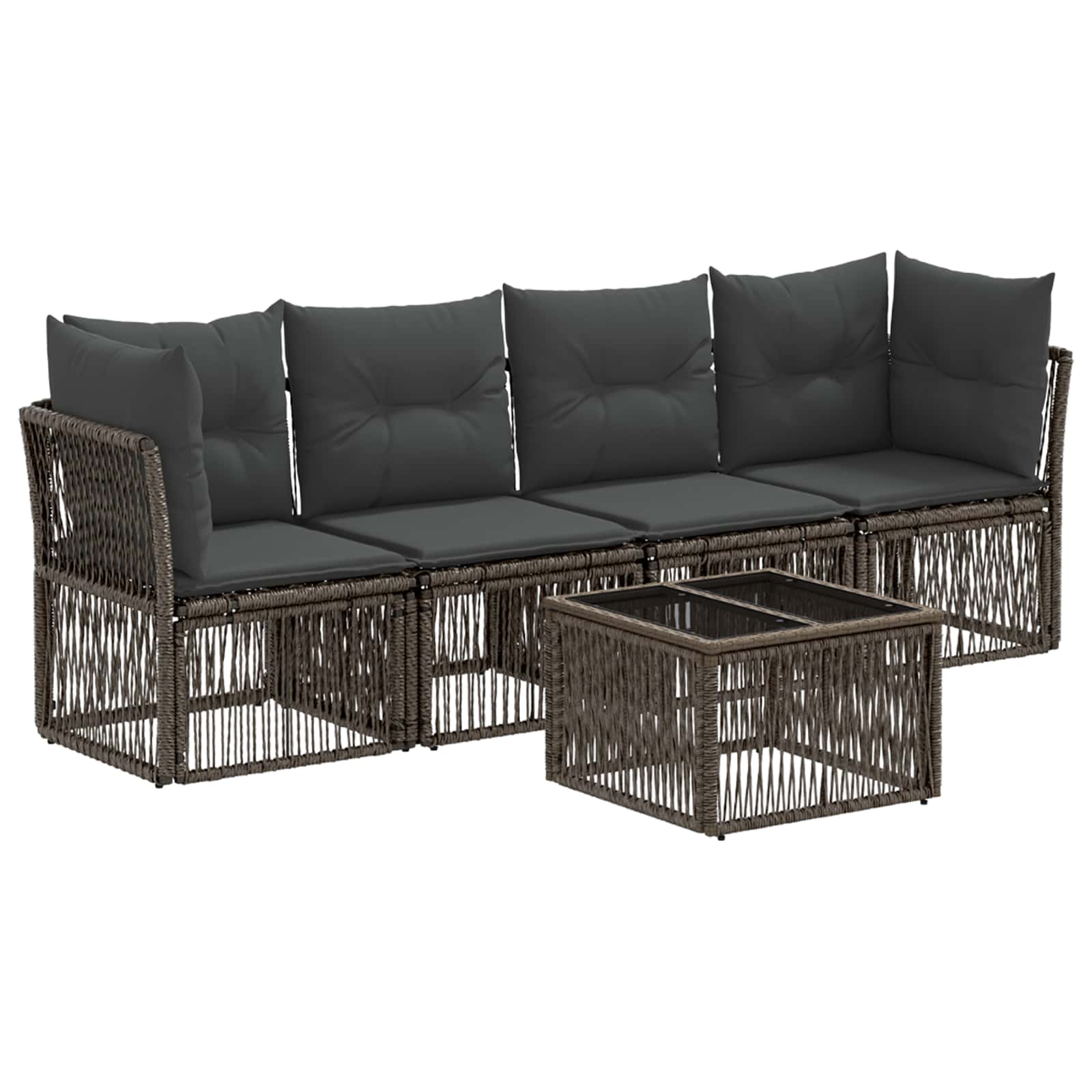 Tuinbankenset 5 pcs Grijs poly rattan – afbeelding 2