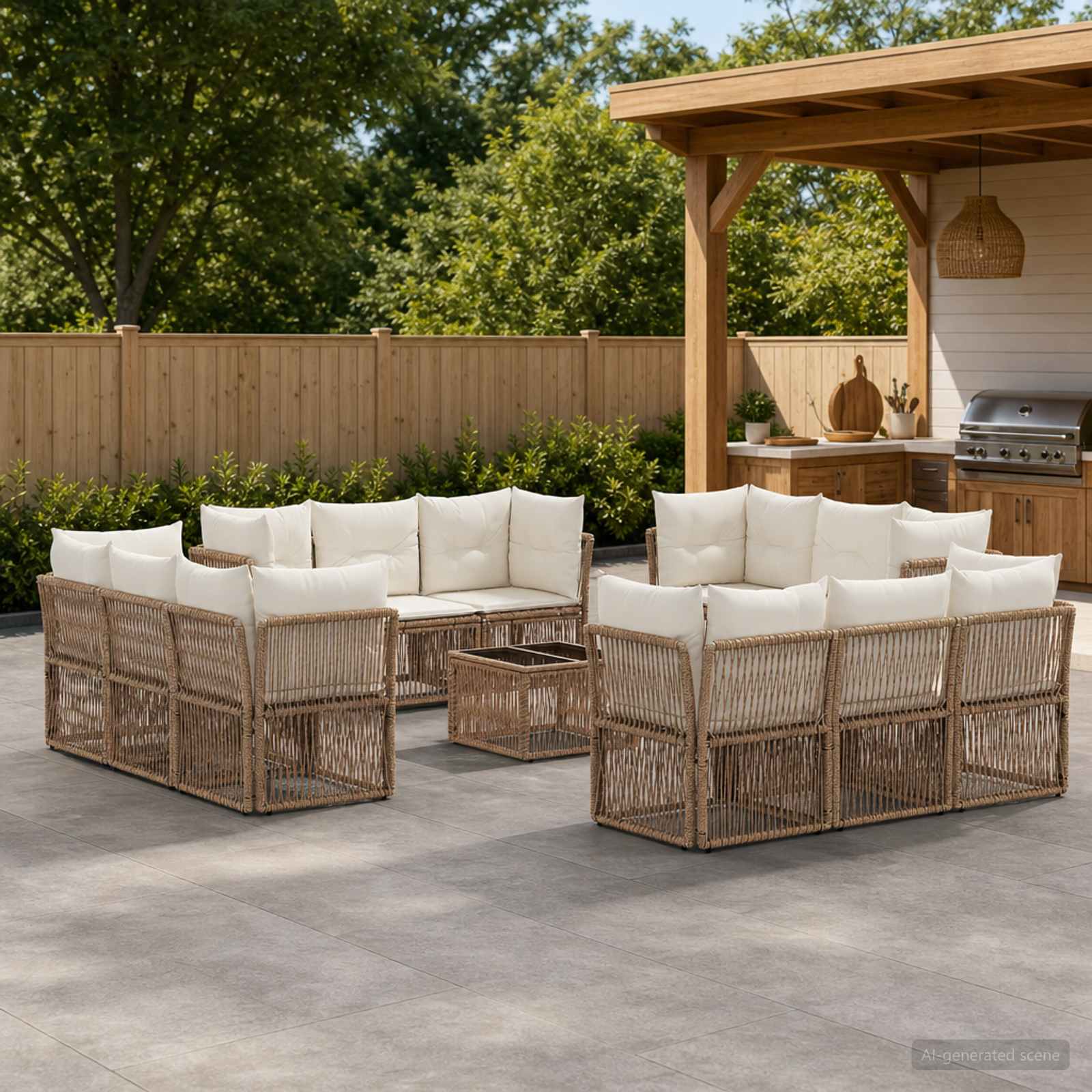 Tuinbankenset 13 pcs Beige poly rattan – afbeelding 1