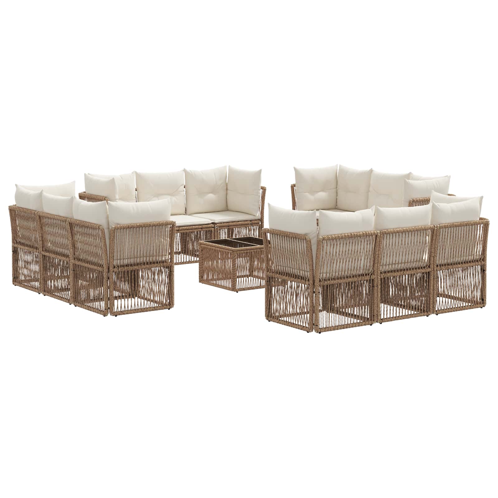 Tuinbankenset 13 pcs Beige poly rattan – afbeelding 2