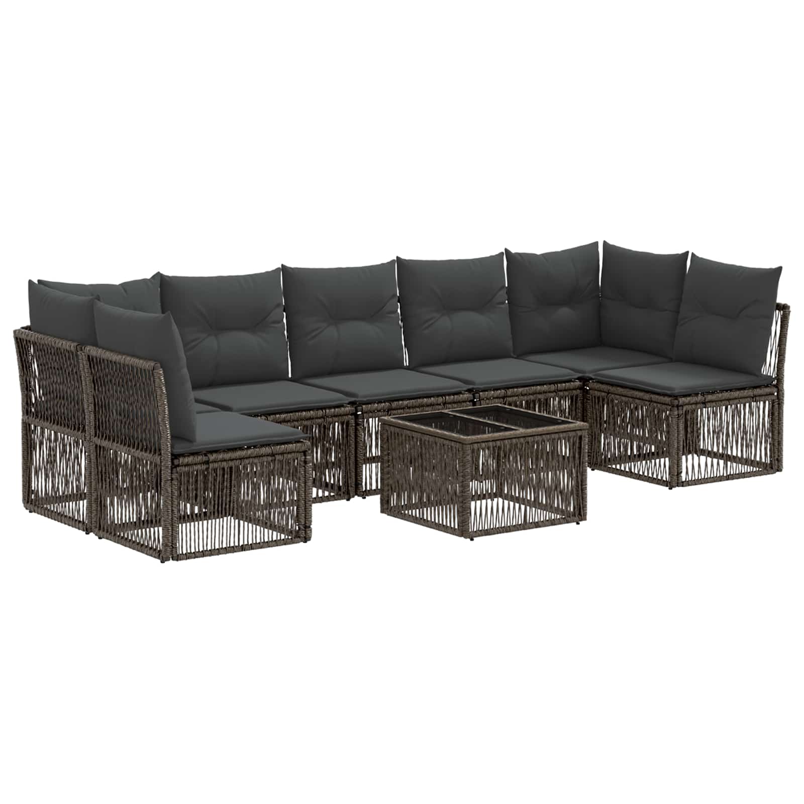Tuinbankenset 8 pcs Grijs poly rattan – afbeelding 2